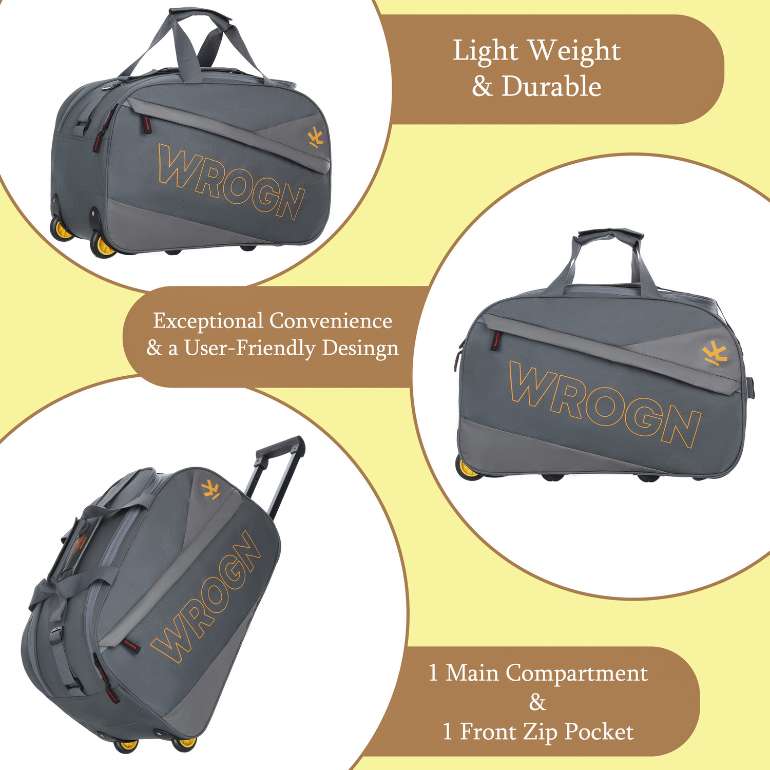 Image of WROGN (Expandable) EXPANDABLE STURDY TROLLEY BAG Duffel With Wheels (Strolley)