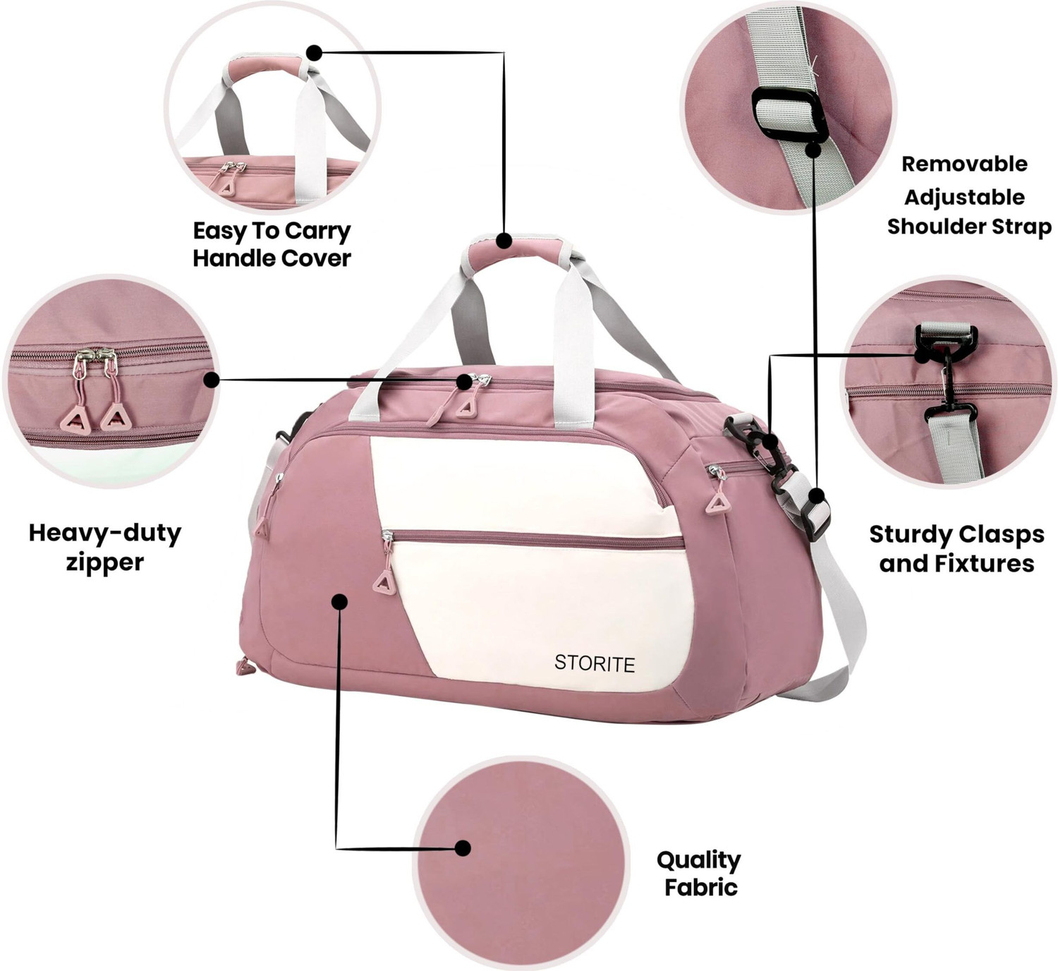 Image of STORITE Nylon 54 Cm Imported Multi Purpose Travel Duffle Bag with Dry and Wet Pocket Duffel Without Wheels