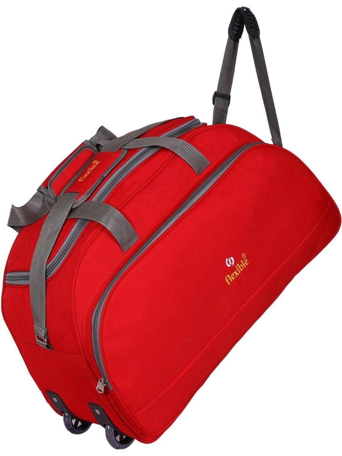 Flexible (Expandable) Branded good quality luggage bag with wheel(Red,60L) Duffel With Wheels (Strolley)