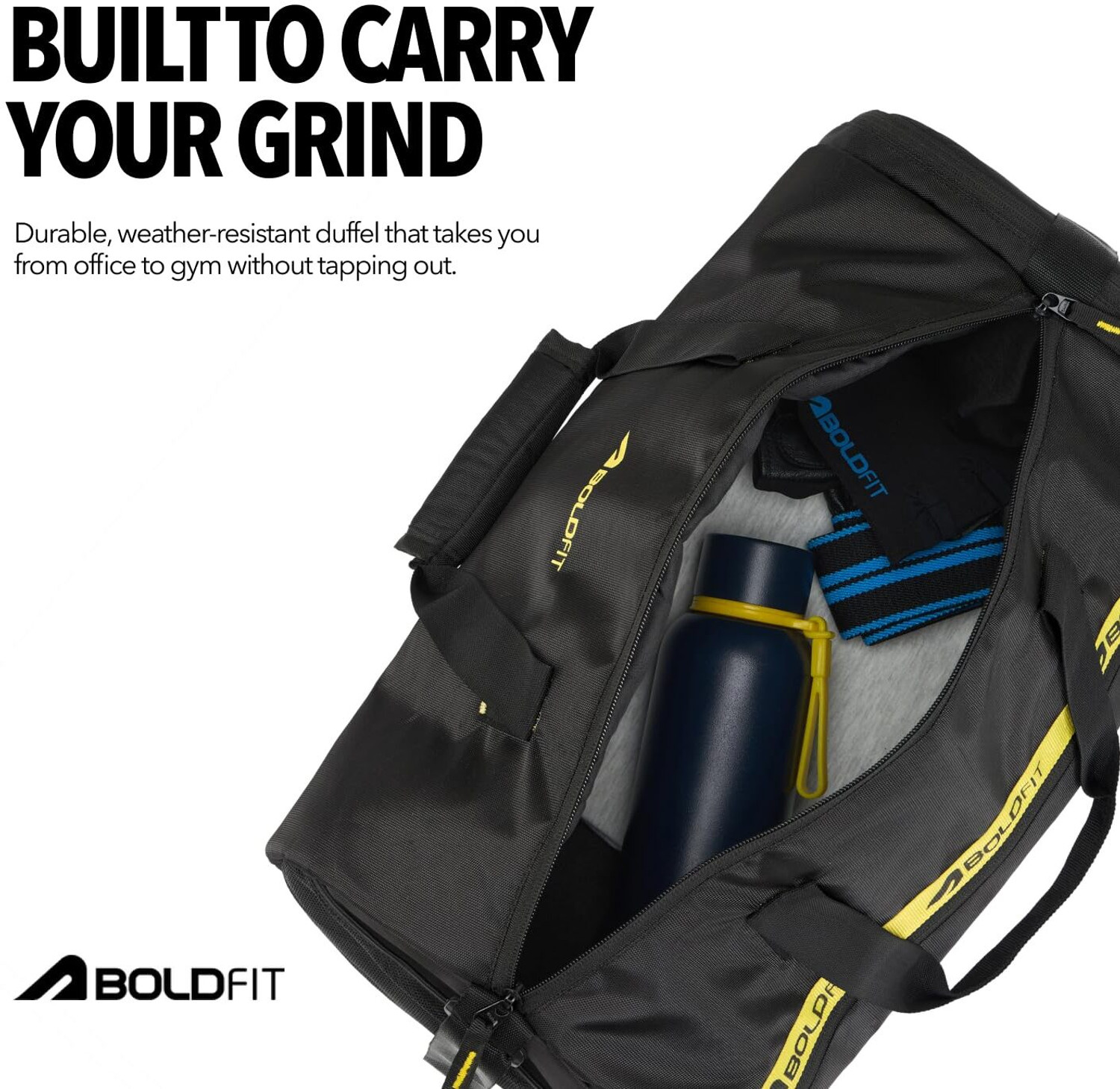Image of BOLDFIT (Expandable) Gym Duffel Bag Waterproof Travel Bag with Multiple Compartments for Men & Women Gym Duffel Bag