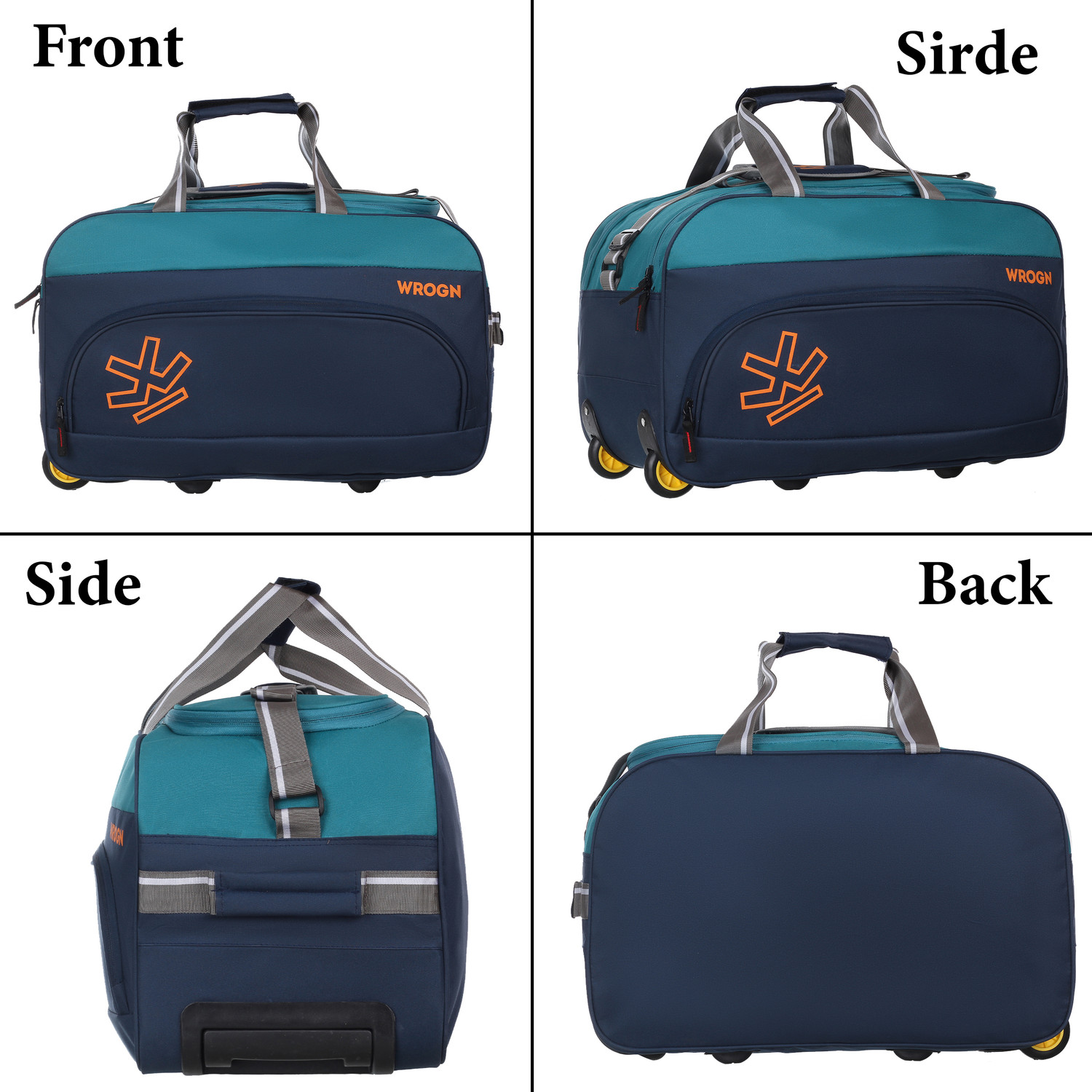 Image of WROGN (Expandable) DOUBLE COLLAB COLOURS EXPANDABLE TROLLEY WEEKENDER Duffel With Wheels (Strolley)