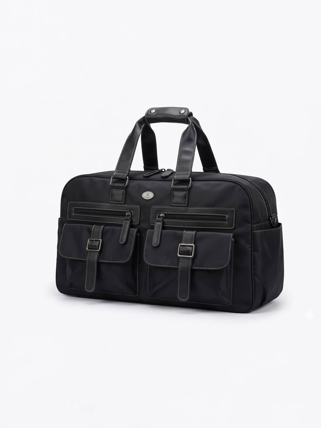 Atom Basics Premium Black Nylon Travel Duffel Bag with Multiple Pockets and Handles Duffel Without Wheels