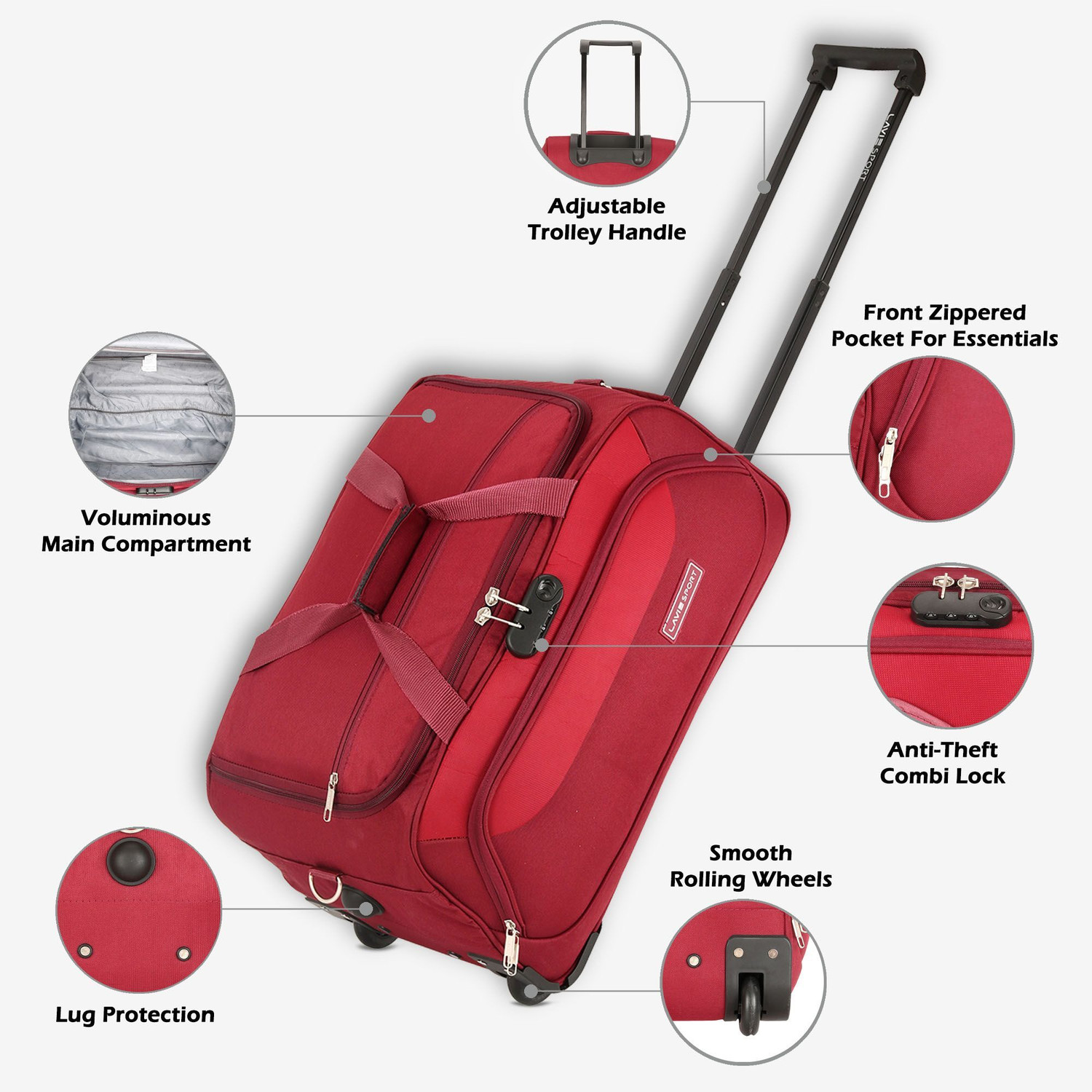 Image of Lavie Sport Sage Small Trolley Duffel With Wheels (Strolley)