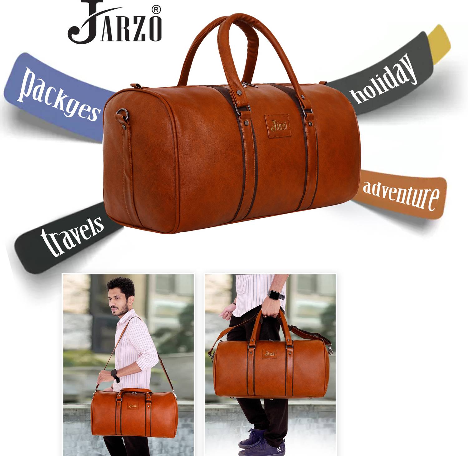 JARZO SOFT BAGS (Expandable) Travel Duffel Bag /Leather Luggage