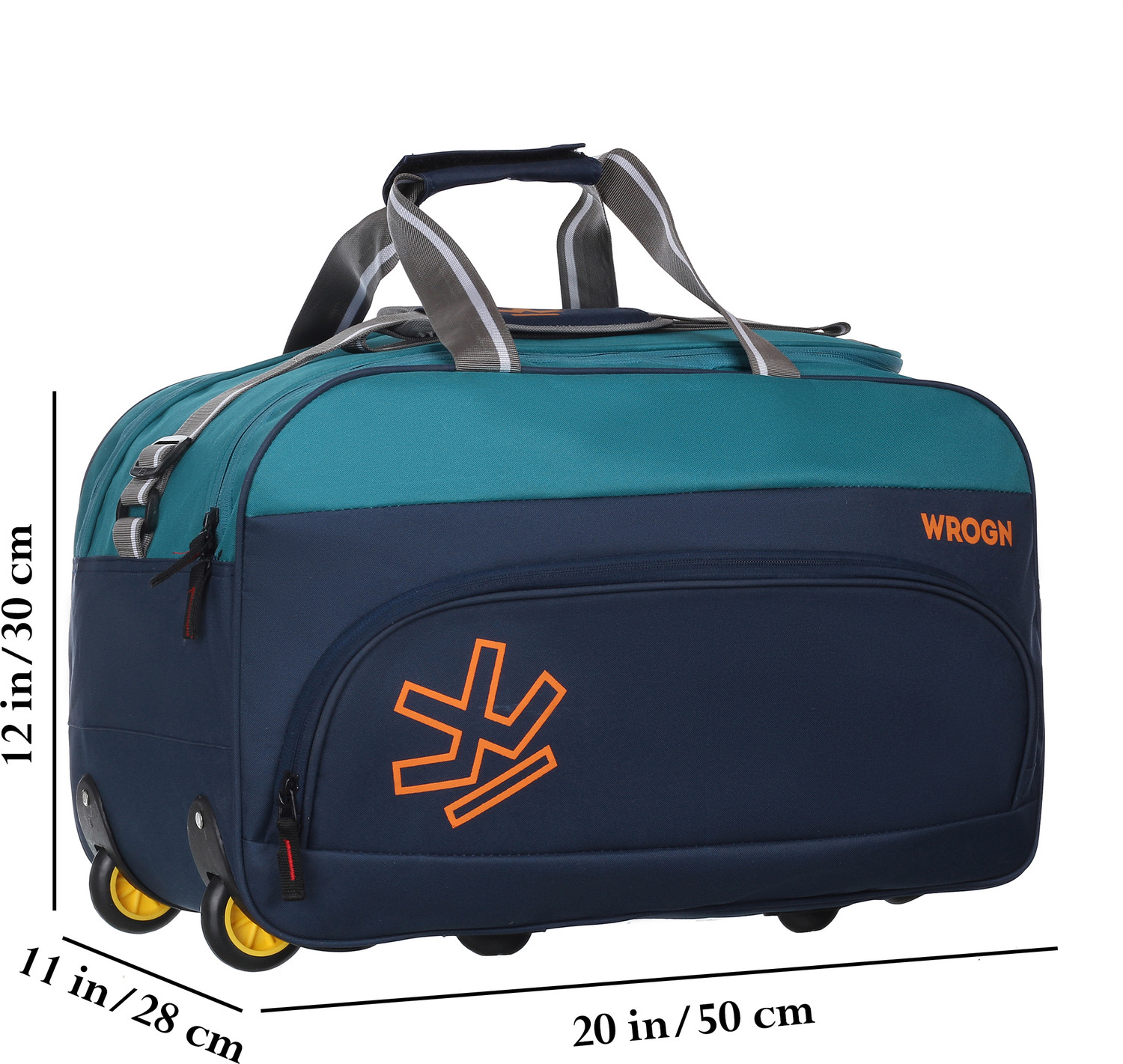 Image of WROGN (Expandable) DOUBLE COLLAB COLOURS EXPANDABLE TROLLEY WEEKENDER Duffel With Wheels (Strolley)