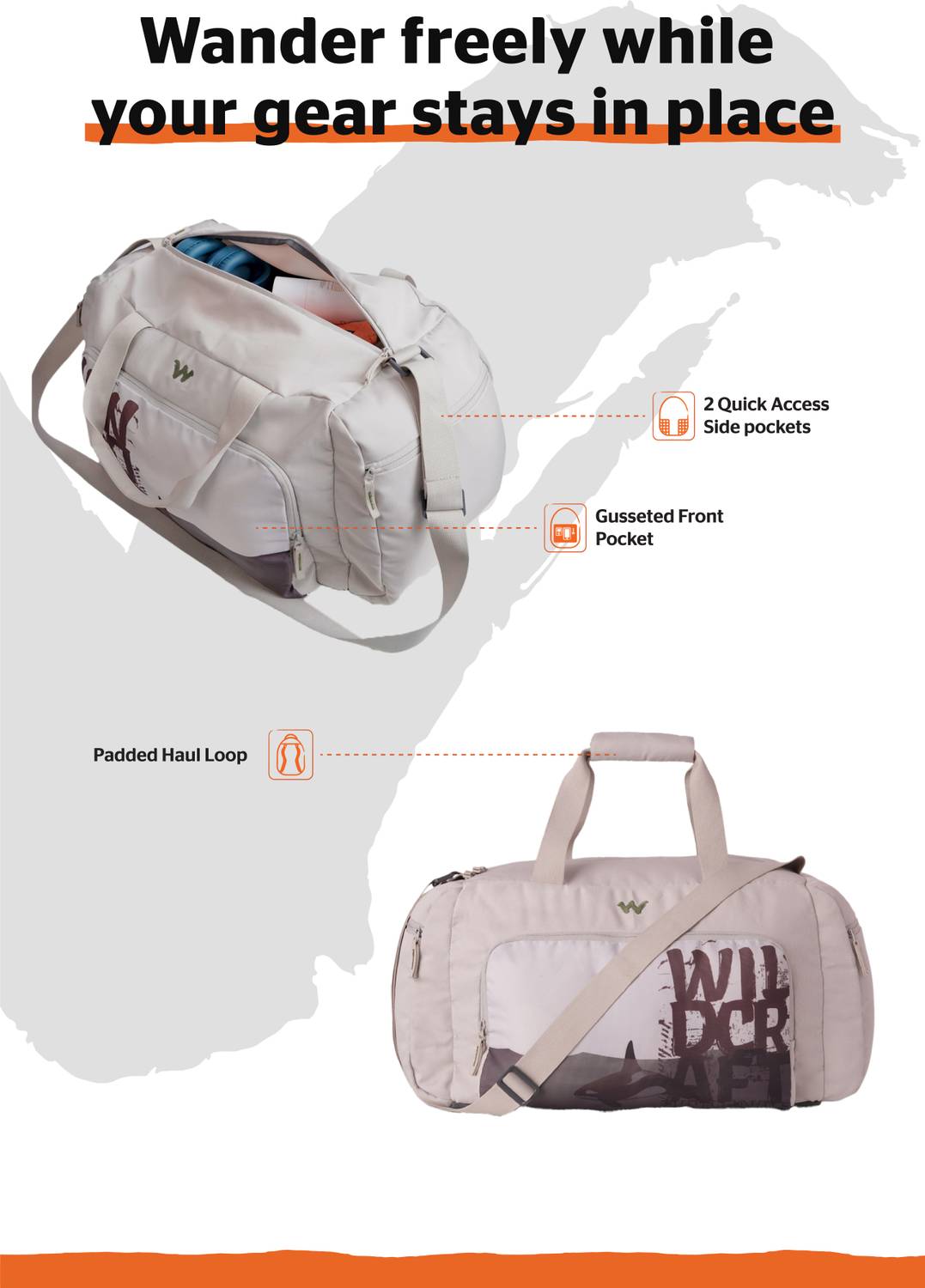 Wildcraft Roarer 40L Off-White Duffel - Image 5