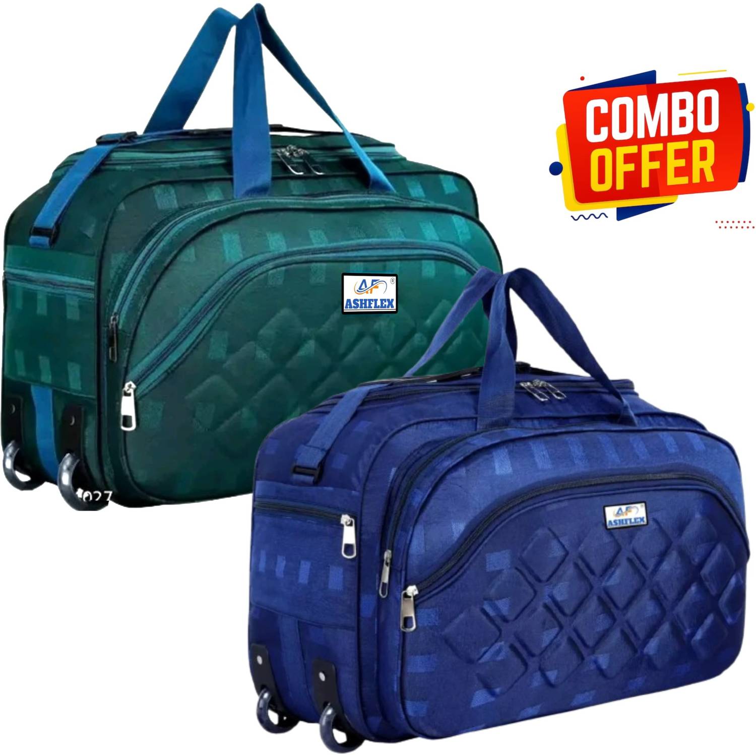 ASHFLAX Combo Set 2 Travel Duffle Bag Whith Smooth Wheels Duffel With Wheels (Strolley)