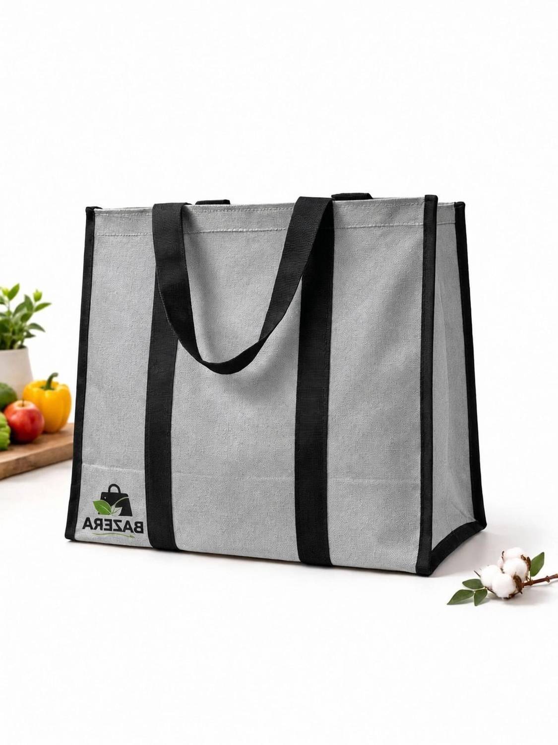 BAZERA (Expandable) Grocery Bag Foldable Large Bag Big Organizer for Clothes, 100 % Canvas fabric Duffel Without Wheels