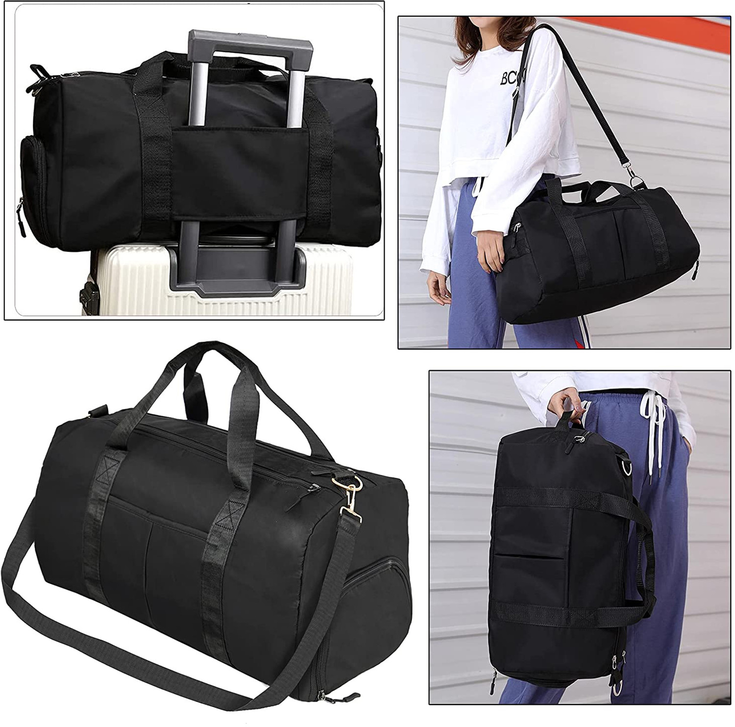Image of STORITE Foldable Travel Duffle Bag, Sports Gym Shoulder Handbag Duffel Without Wheels