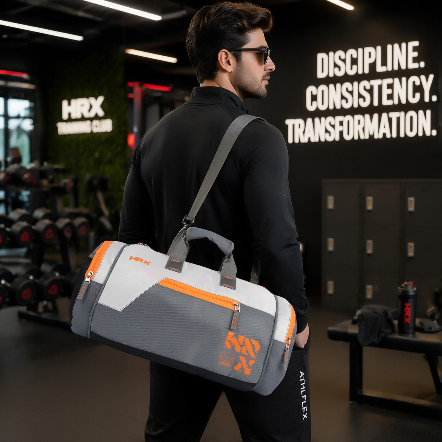 Image of HRX by Hrithik Roshan (Expandable) Cross Training Duffel Bag | Durable Polyester Gym & Travel Bag Gym Duffel Bag