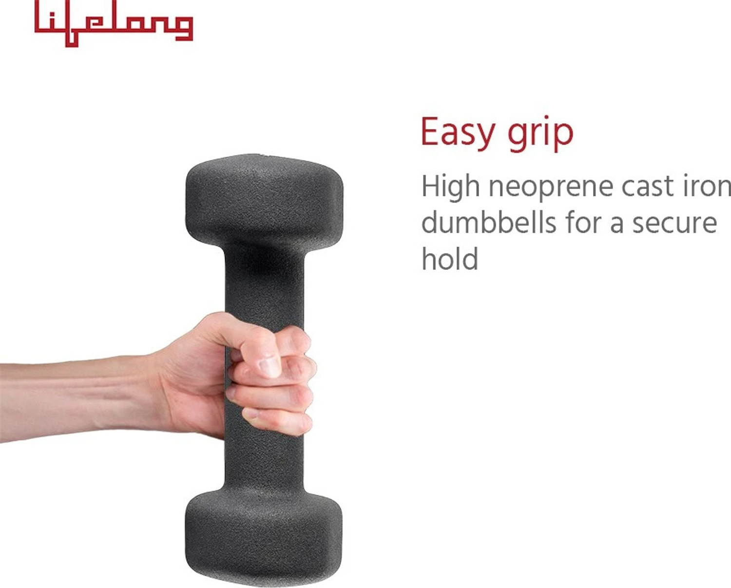 Image of Lifelong Set of 2 Neoprene Cast Iron Dumbbells (4kg * 2) Fixed Weight Dumbbell