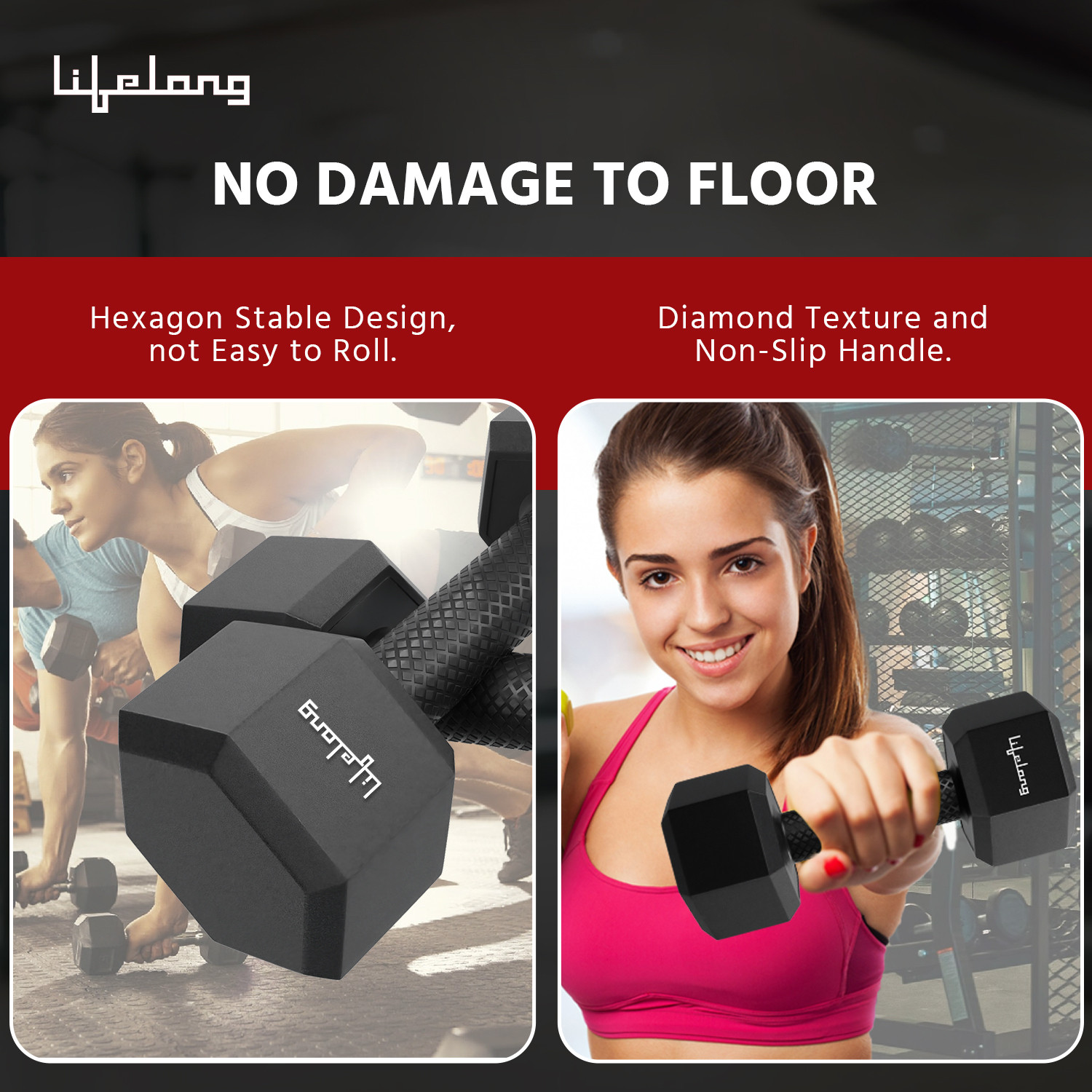 Image of Lifelong PVC Hex Dumbbells Fixed Weight Dumbbell
