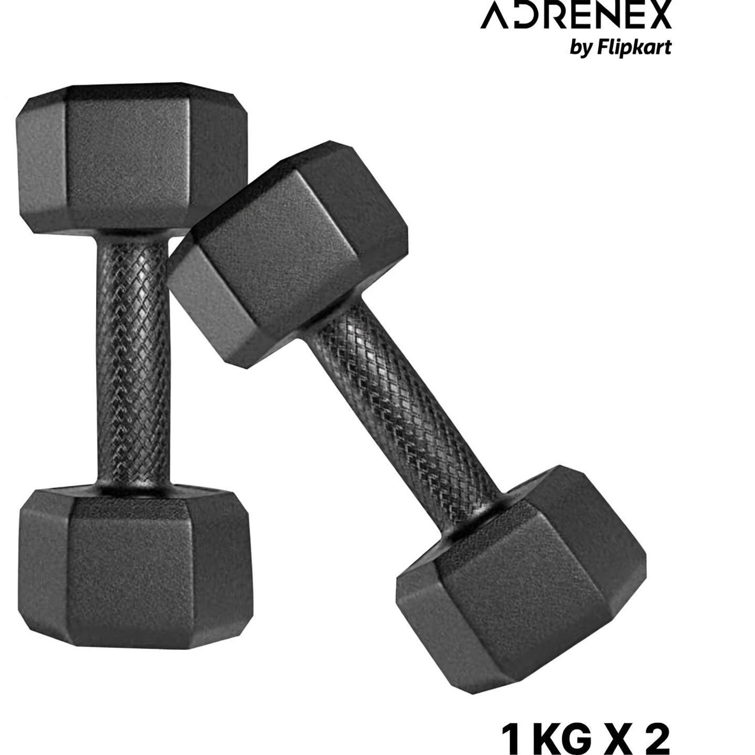 Image of Adrenex 1 Kg x 2 PVC Hexa Dumbbell Set Fixed Weight Dumbbell