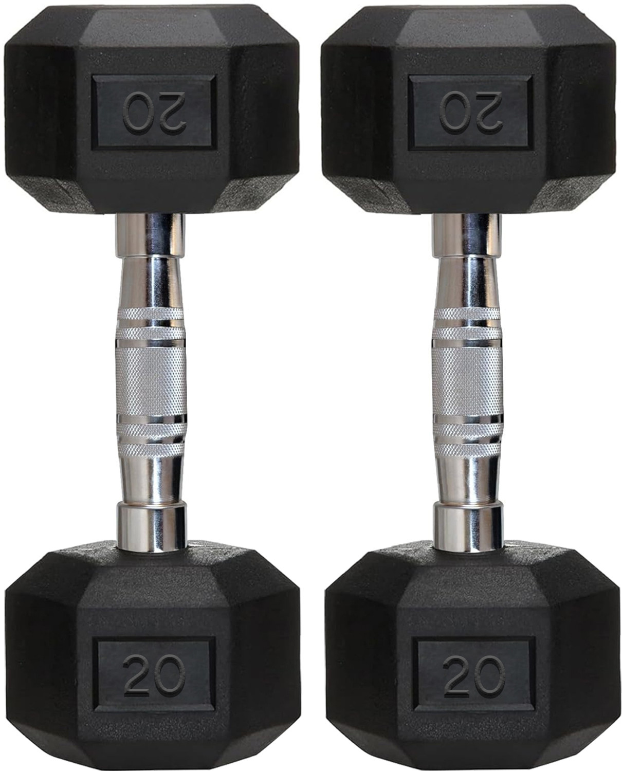 Image of FITRXX 0.025 kg 20 kg Pair Of Rubber Coated Hexa Dumbbell Set For Men & Women Hex Dumbbells Home Gym Combo