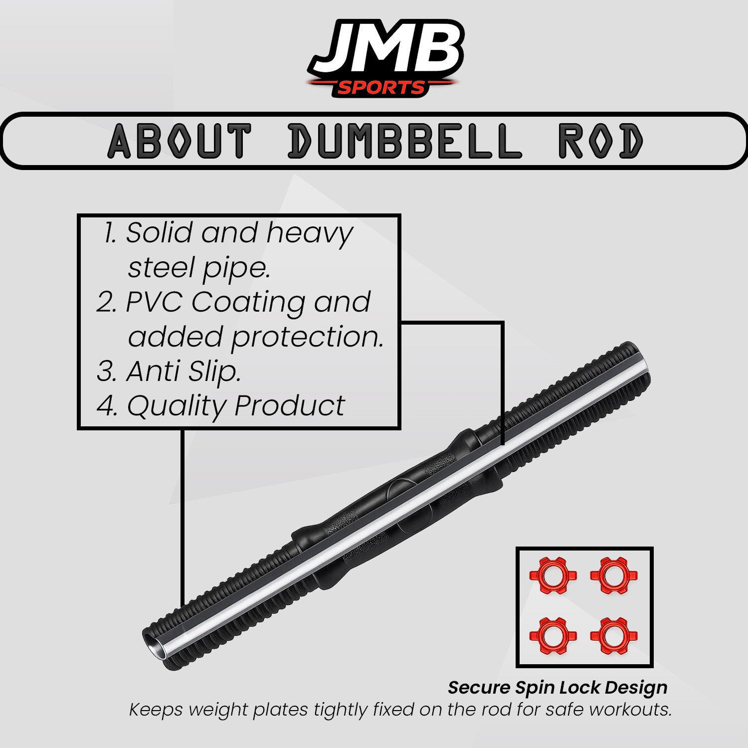 Image of JMB 30KG-3ft straight rod,Dumbbell rods, pvc plates(5kgx4 /2.5kgx4) & Accessories Adjustable Dumbbell