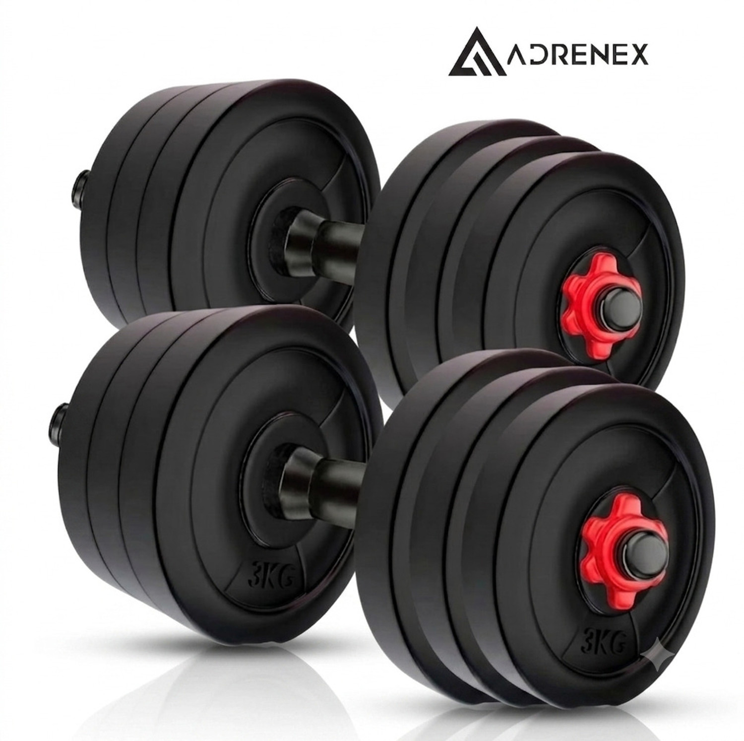 Image of Adrenex 20kg Dumbbells (Pair) - Heavy-Duty Free Weights for Home & Gym Training Adjustable Dumbbell