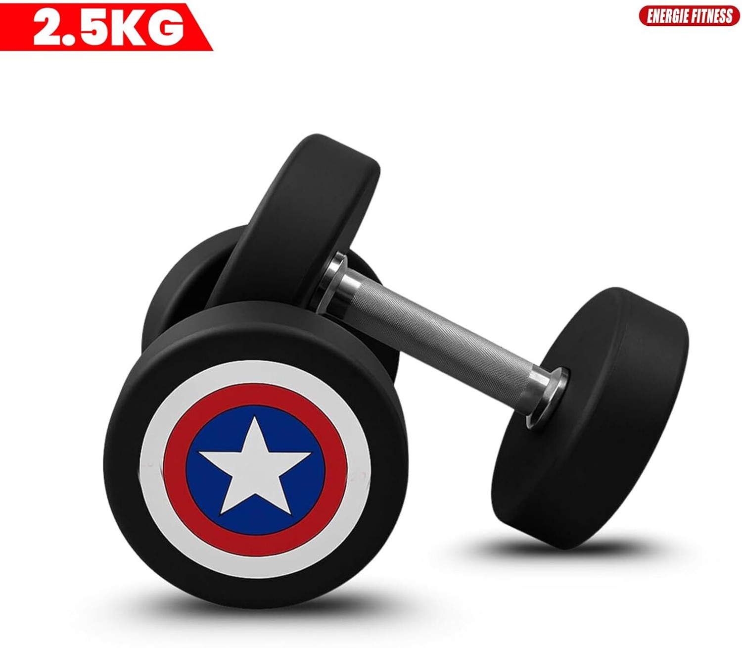 Image of Energie Fitness CaptainMarvel PU Coated Dumbbells (10kg x 2 Dumbbells) Fixed Weight Dumbbell