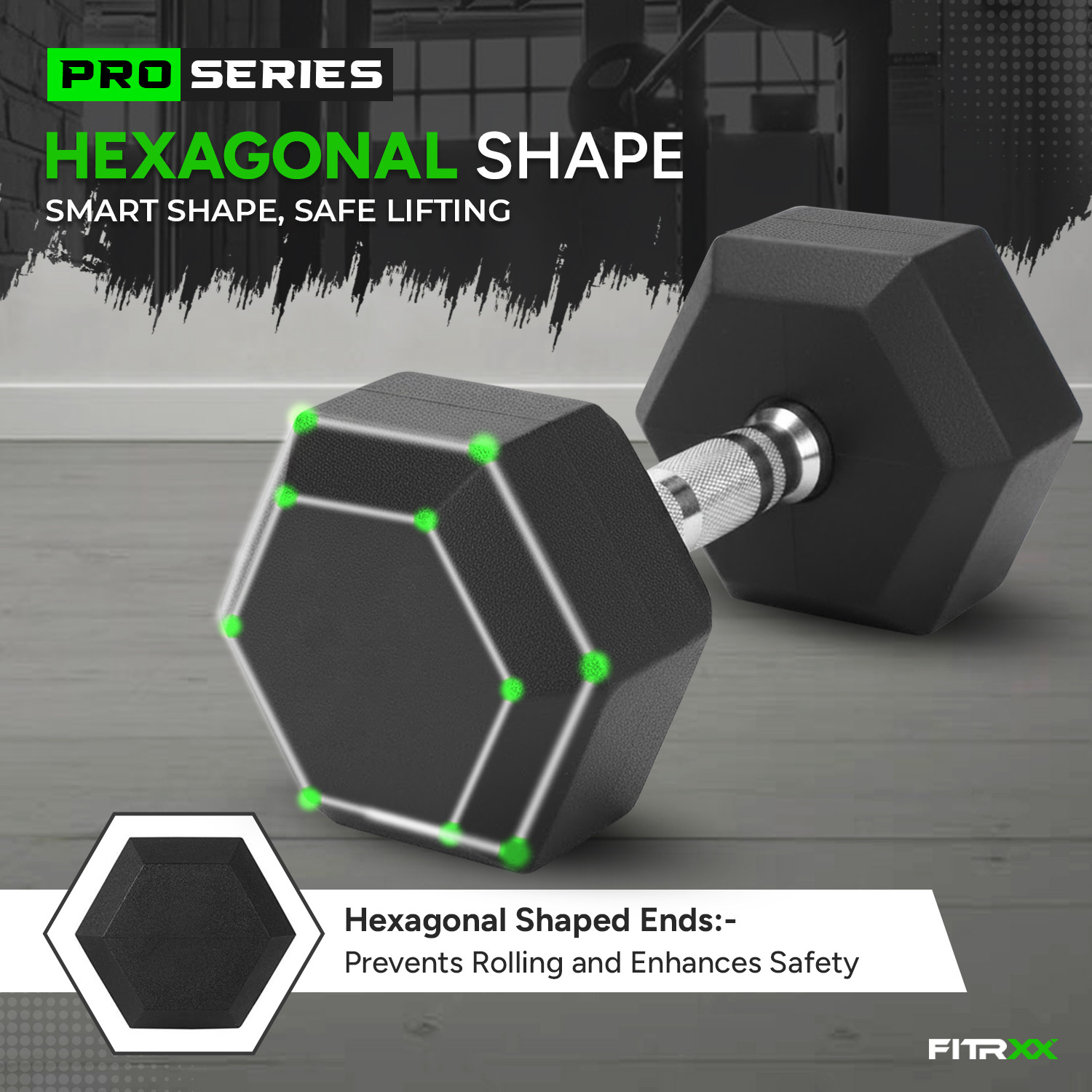 Image of FITRXX 5 kg Pair Of Rubber Coated Hexa Dumbbell Set For Men & Women Hex Dumbbells Fixed Weight Dumbbell