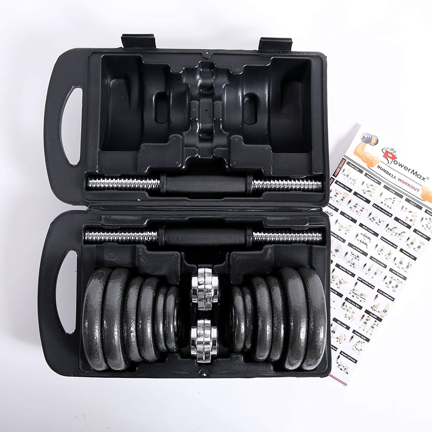 Image of Powermax Fitness PDS-20KG Dumbbell Set with Non-Slip Grip for Home Use Adjustable Dumbbell