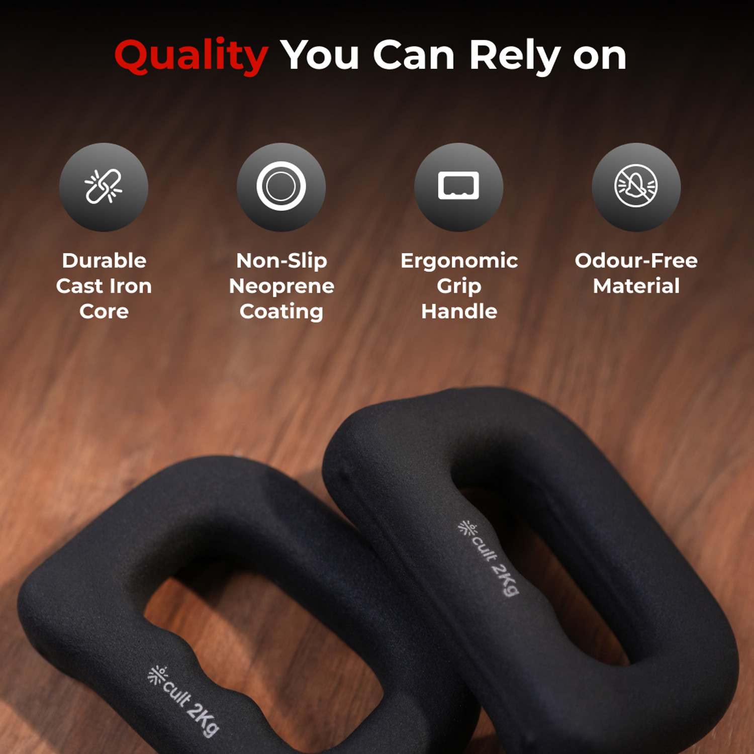 Image of Cult UniFlex 2 kg (Set of 2) Neoprene Hand Dumbbells for Aerobics & Home Workout | Fixed Weight Dumbbell