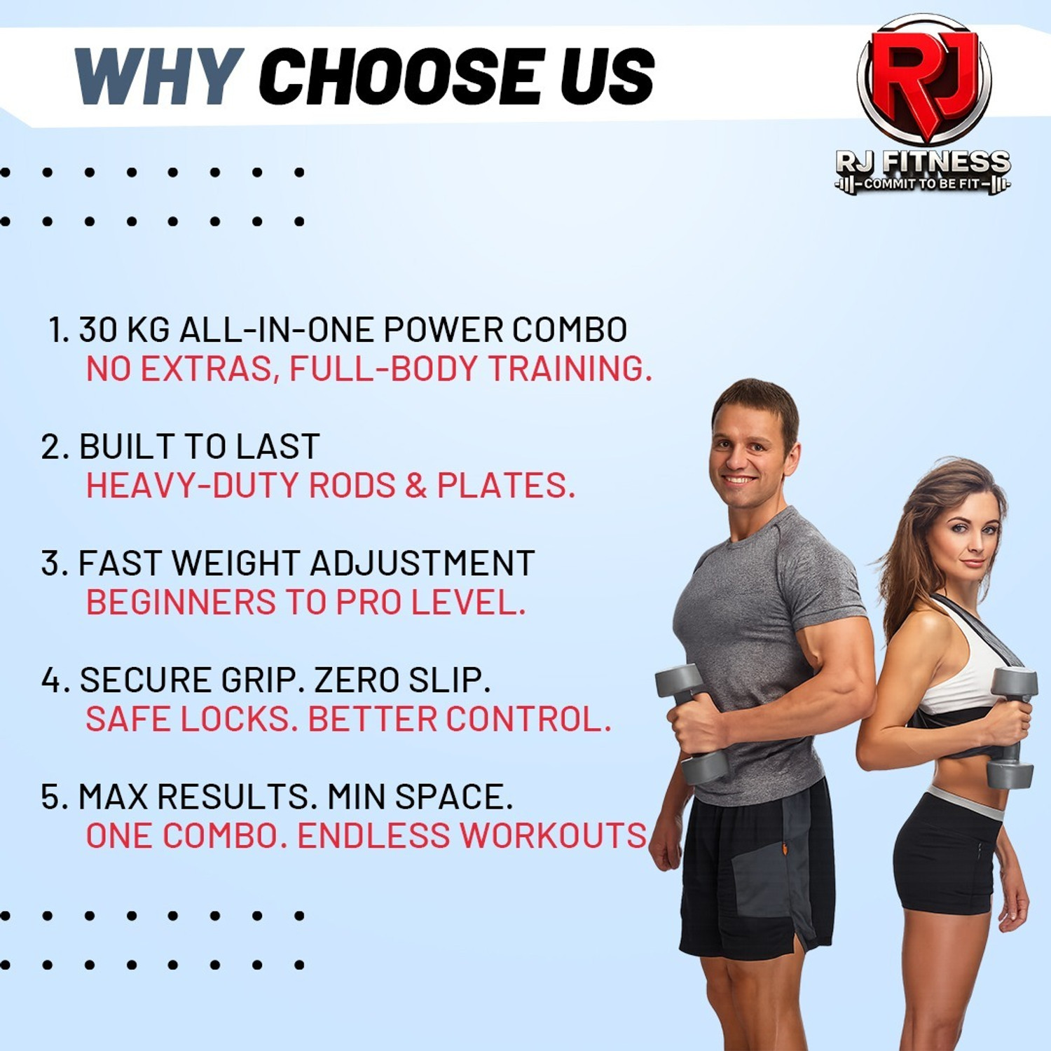Image of rj fitness 2.275 kg 30kg weight-3ft straight rod, Dumbbell Rods,5kgx4 /2.5kgx4 plates & accessories Home Gym Combo