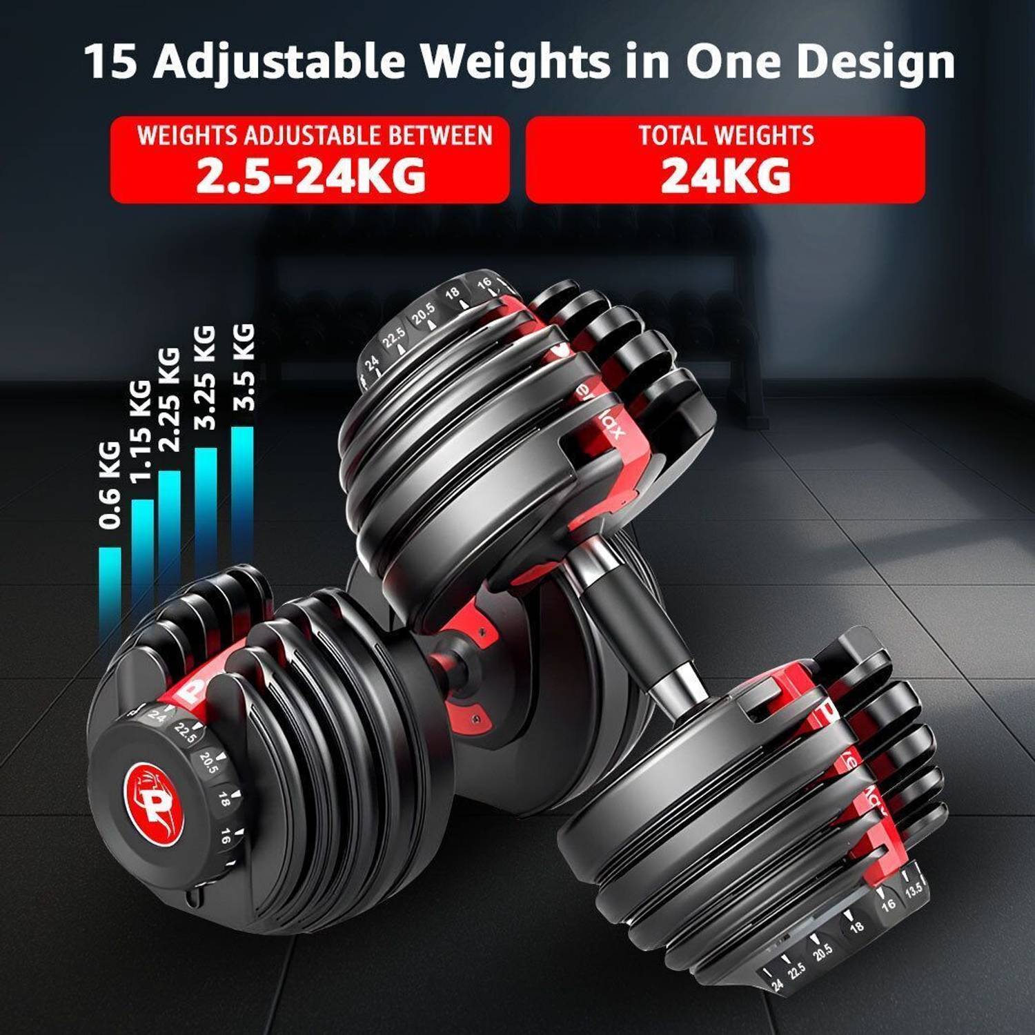 Powermax Fitness PDA-24 2.5-24KG Home Gym Set - Image 3