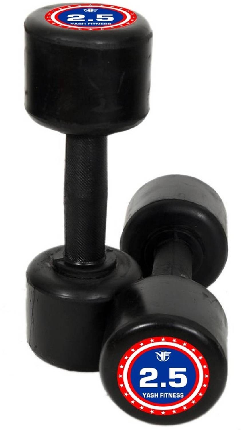yash fitness Captain America Style Black Rubber Dumbbells 2.5kgX 2 Dumbbells Fixed Weight Dumbbell