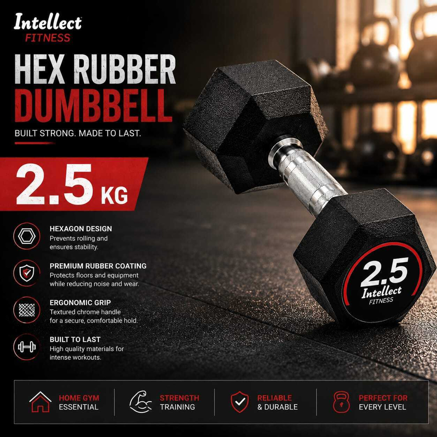 Image of Intellect Creation Premium FormX Single Dumbbell 2.5kg Fixed Weight Dumbbell