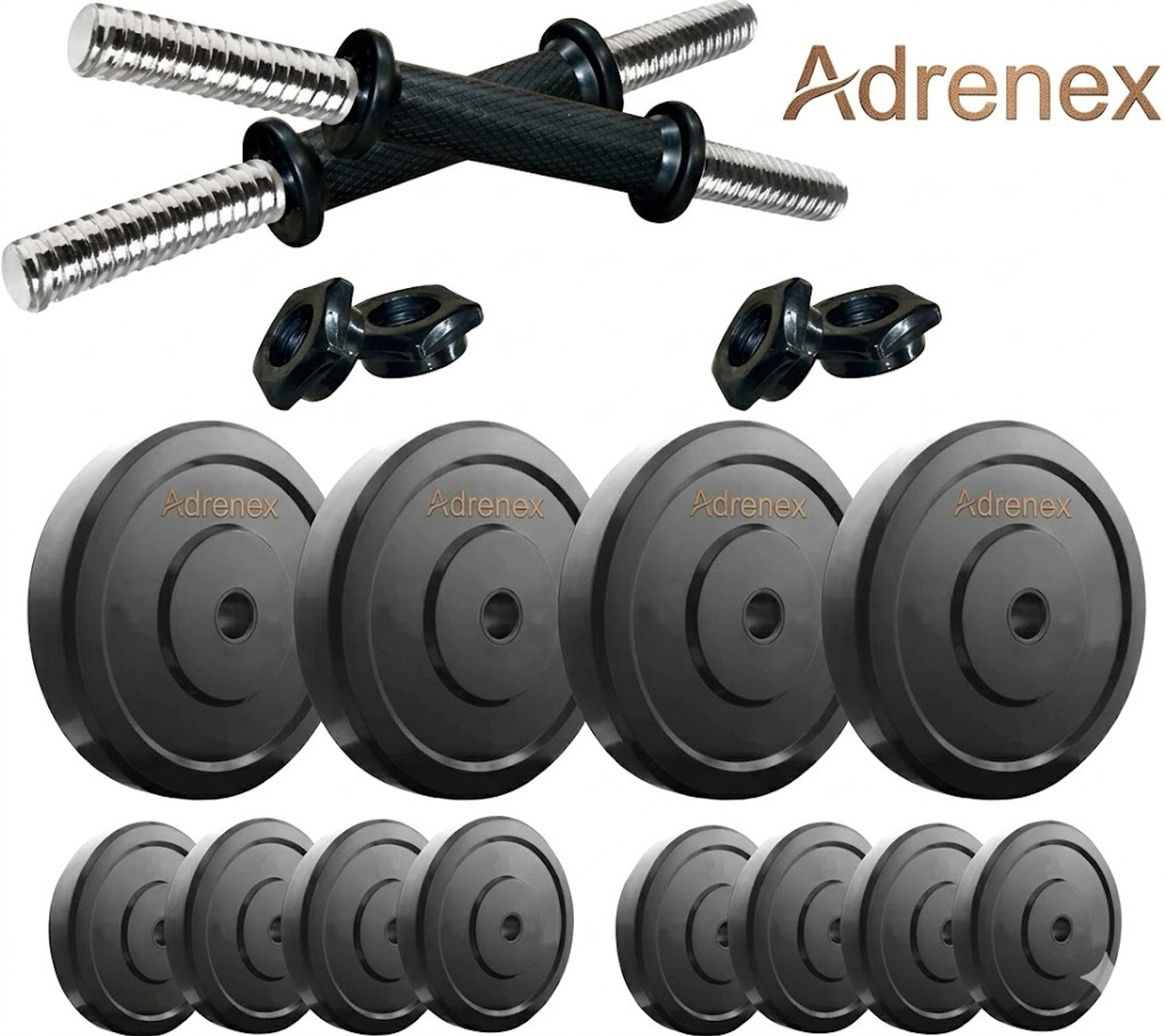Image of Adrenex 24KG COMBO PVC unbreakable gym set Adjustable Dumbbell Adjustable Dumbbell
