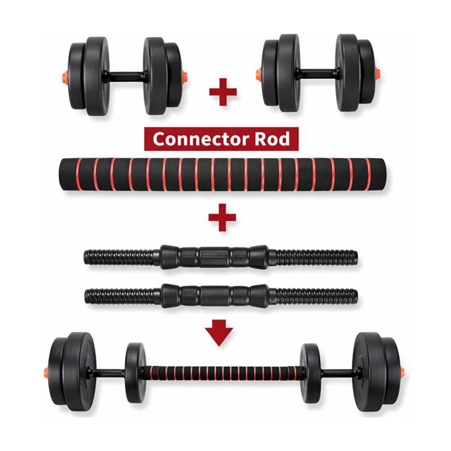 DCS Pro FITNESS 20kg PVC CONVERTIBLE DUMBBELL SET - BEST FOR STUDENTS & BEGINNERS Adjustable Dumbbell