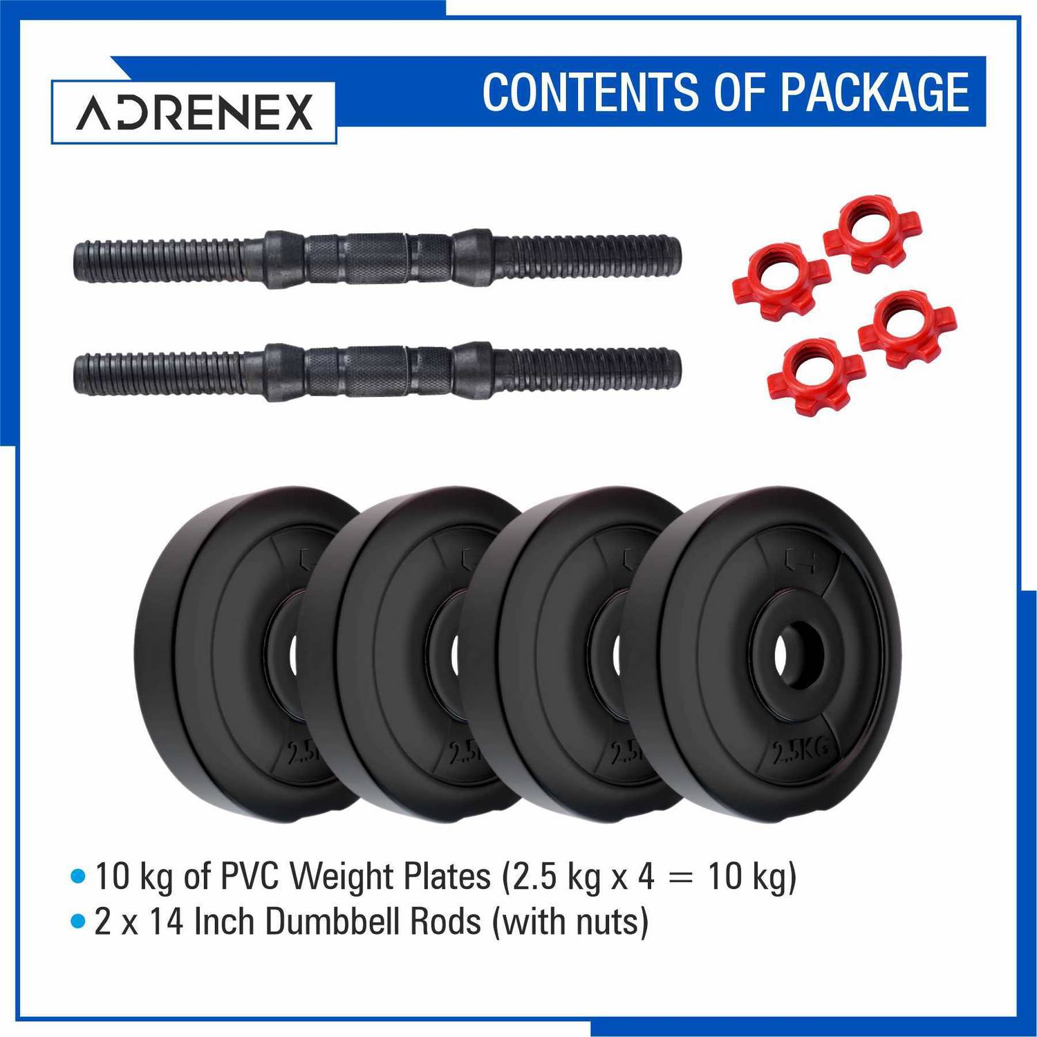 Adrenex 10 kg PVC Home Gym Combo - Image 3