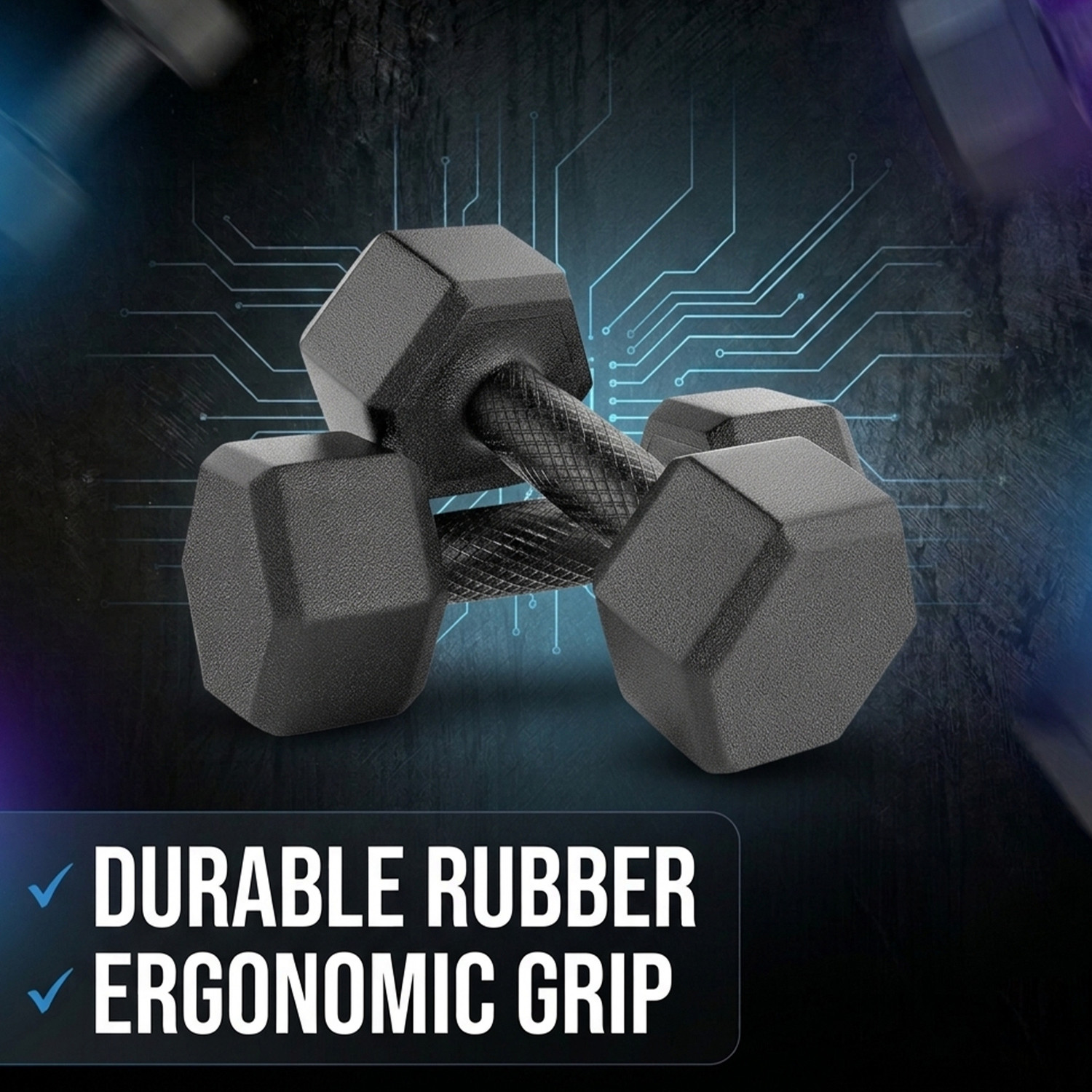 Image of CLOVERBYTE 3KG x 2 PVC HEX DUMBELL Fixed Weight Dumbbell