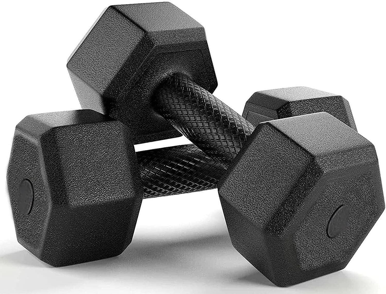 Image of STARX Hexa Dumbbells (5kg x 2) Black | Home Gym Fitness Weights Fixed Weight Dumbbell