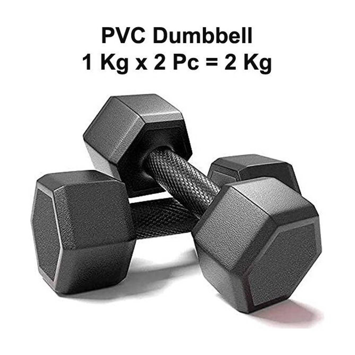 BMS Sports Black Hex Dumbbells Set, Home Gym Fixed Weight Dumbbell (2kg) Fixed Weight Dumbbell