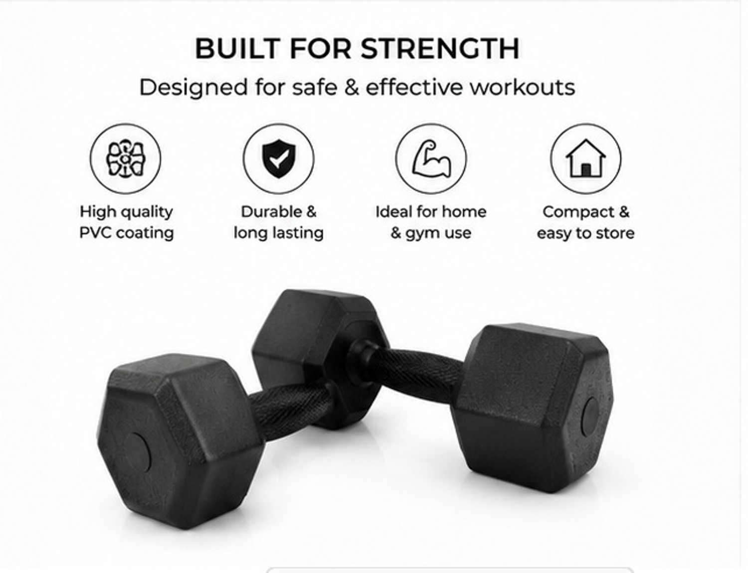 Image of Valtor Sports Hex Elite PVC Dumbbells Pair 2KG Each Fixed Weight Dumbbell