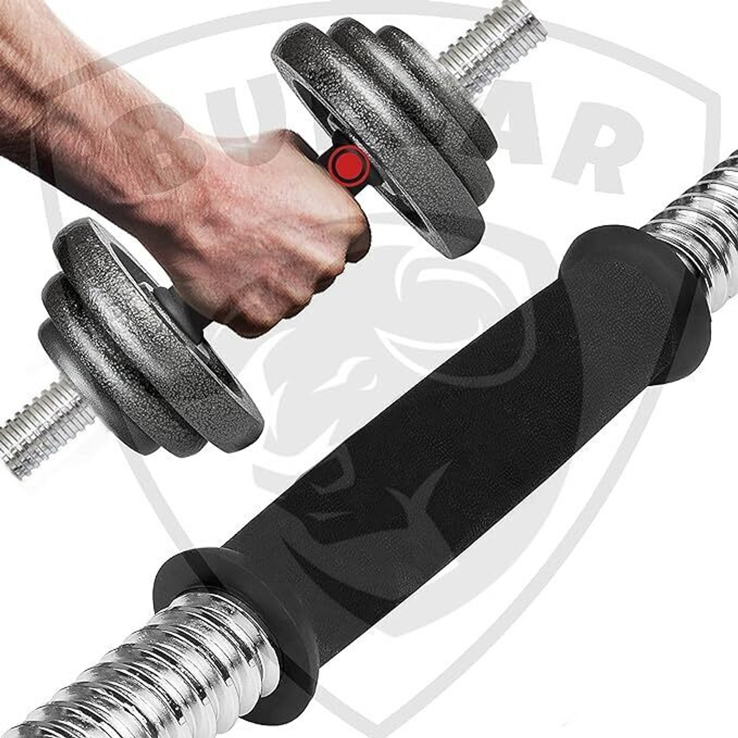 Image of BULLAR 20 KG Cast Iron Plates with pair of dumbbell rods Adjustable Dumbbell