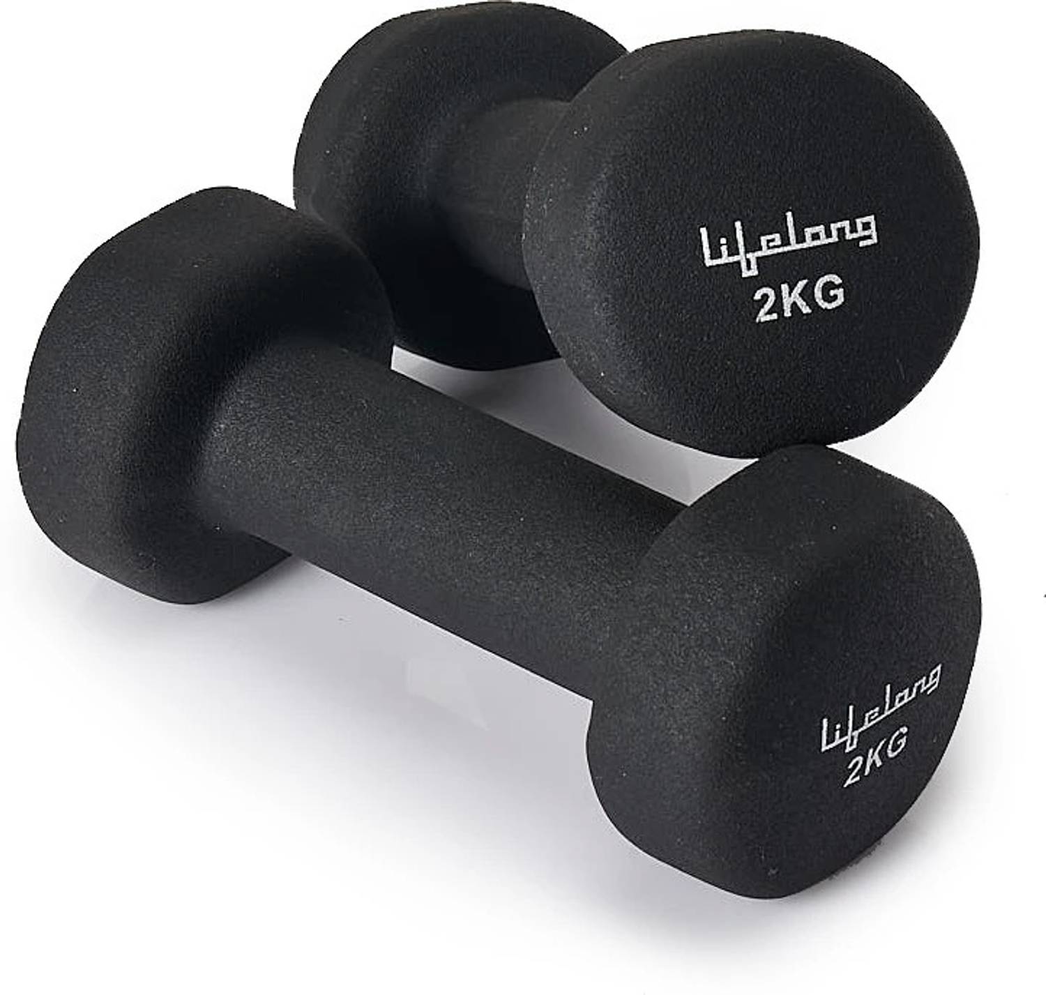 Lifelong Set of 2 Neoprene Cast Iron Dumbbells Weights Fitness Home Gym Exercise Barbell (2kg x 2) Light Heavy for Women &amp; Men’s Dumbbell