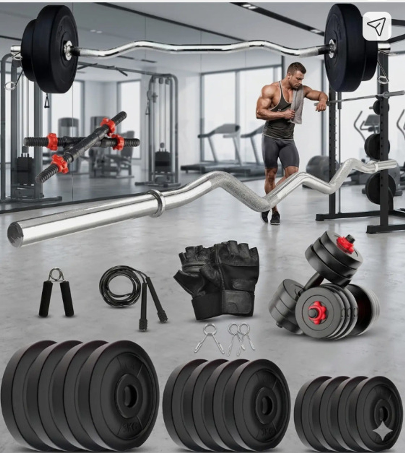 Image of BELLATRIX X 10KG-2.5X4-3FT CURL-14INCH DUMBELL ROD Fitness Accessory Kit Kit