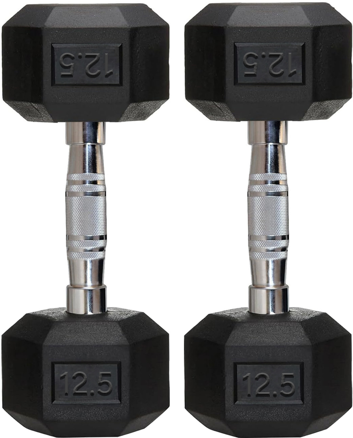 Image of FITRXX 2.275 kg 12.5 kg Pair Of Rubber Coated Hexa Dumbbell Set For Men & Women Hex Dumbbells Home Gym Combo