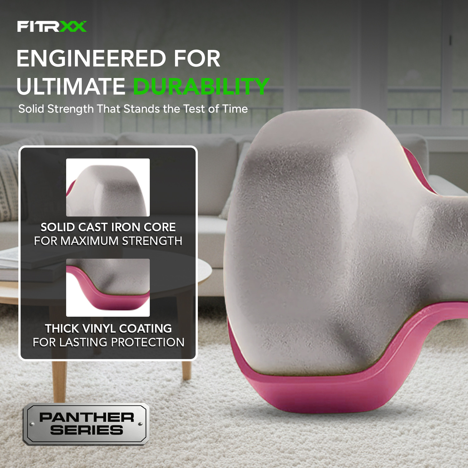 Image of FITRXX Vinyl Dumbbells 3 Kg | Men And Women | Non-Slippery Dumbbell (Set Of 2), Pink Fixed Weight Dumbbell