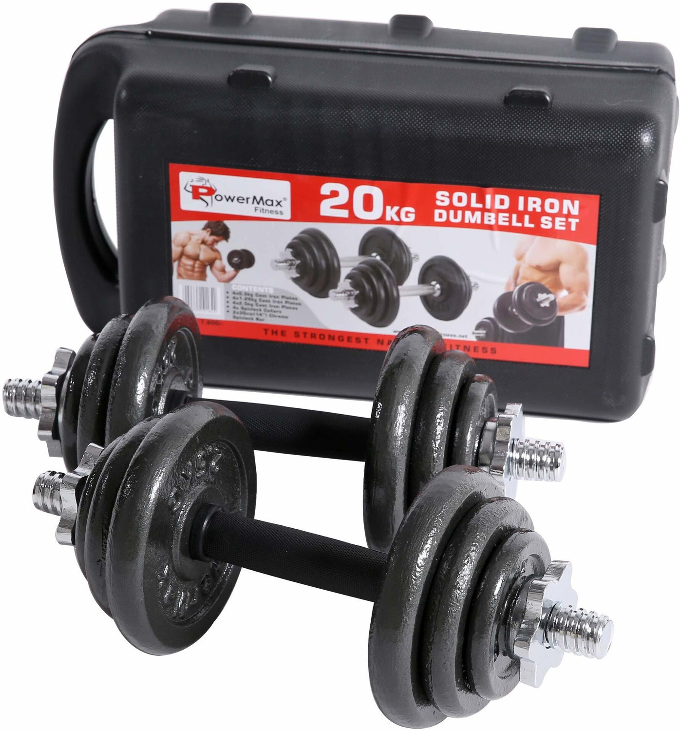 Image of Powermax Fitness PDS-20KG Dumbbell Set with Non-Slip Grip for Home Use Adjustable Dumbbell