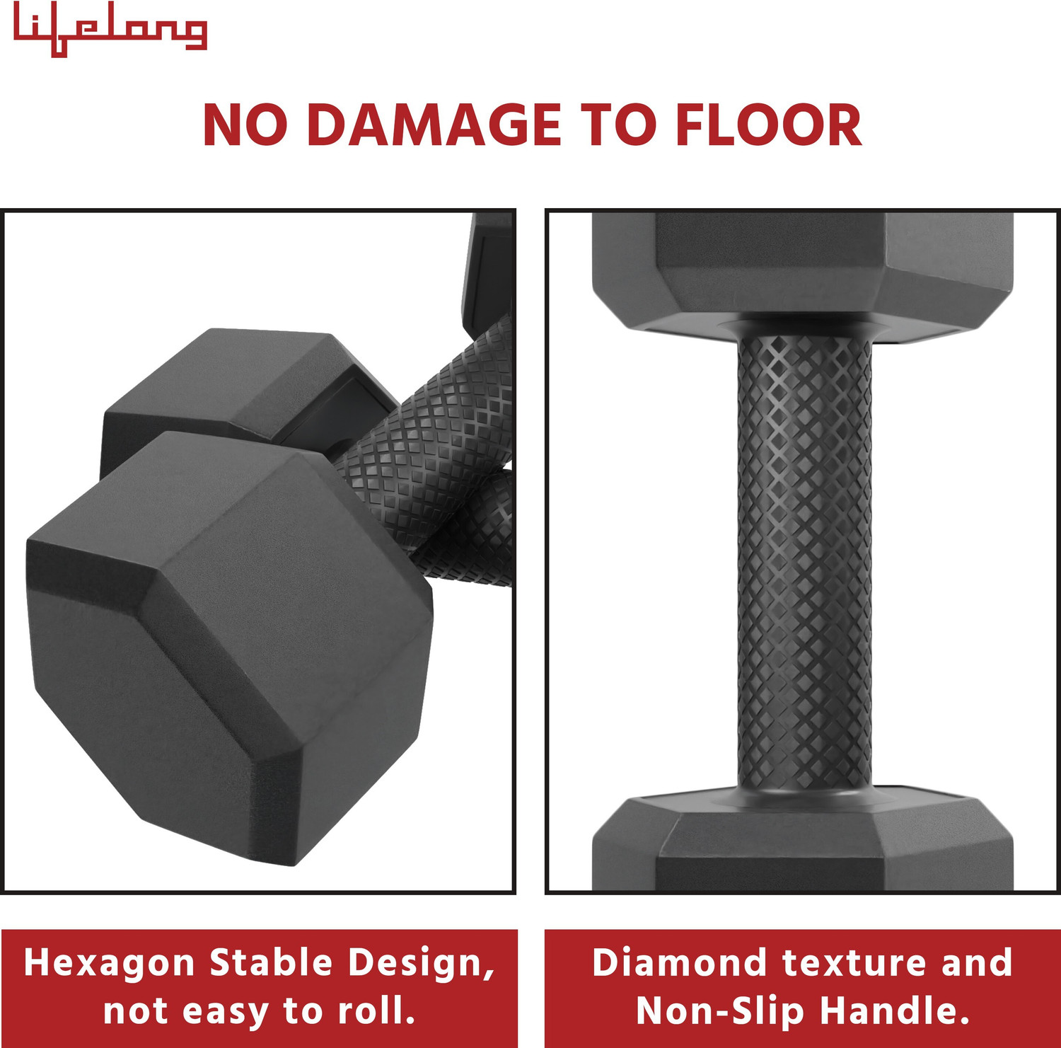Image of Lifelong PVC Hex Dumbbells Fixed Weight Dumbbell