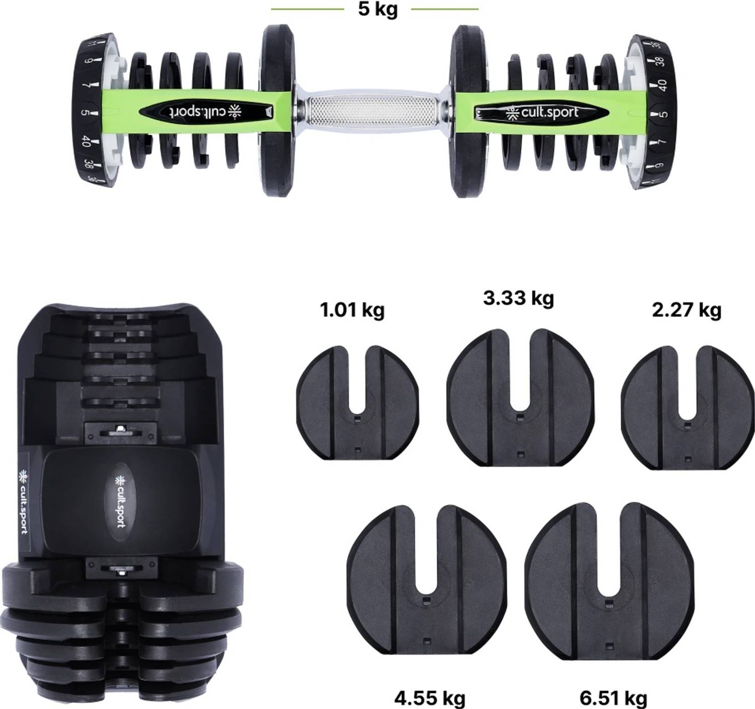 Cult 40 kg Compact Adjustable Dumbbell 5-40kg - Image 4