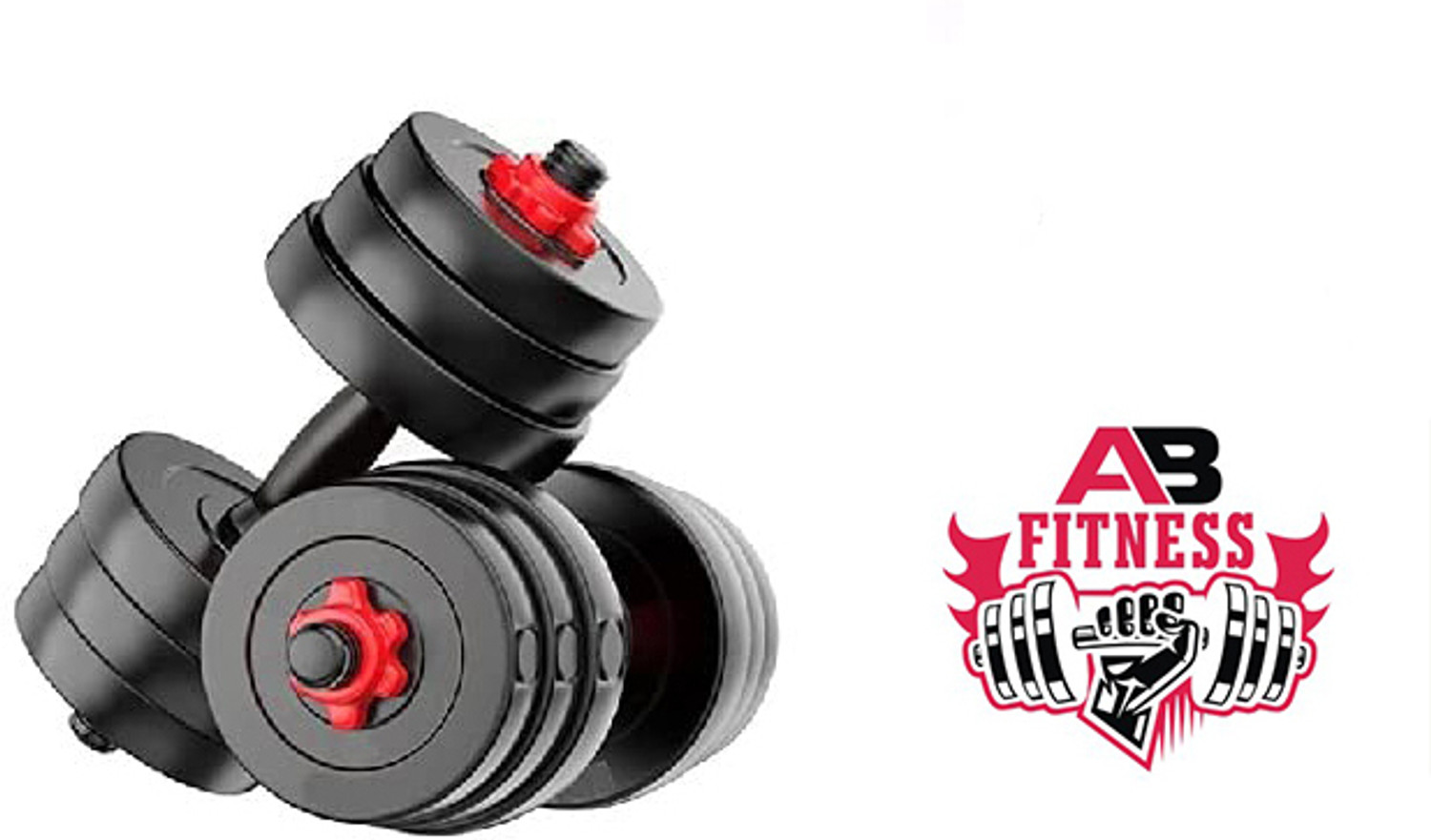 Image of AB FITNESS Home Gym Set, 2 Adjustable Dumbbell Rods, Weight Plates, Gym Set, Exercise Set Adjustable Dumbbell (10 kg)