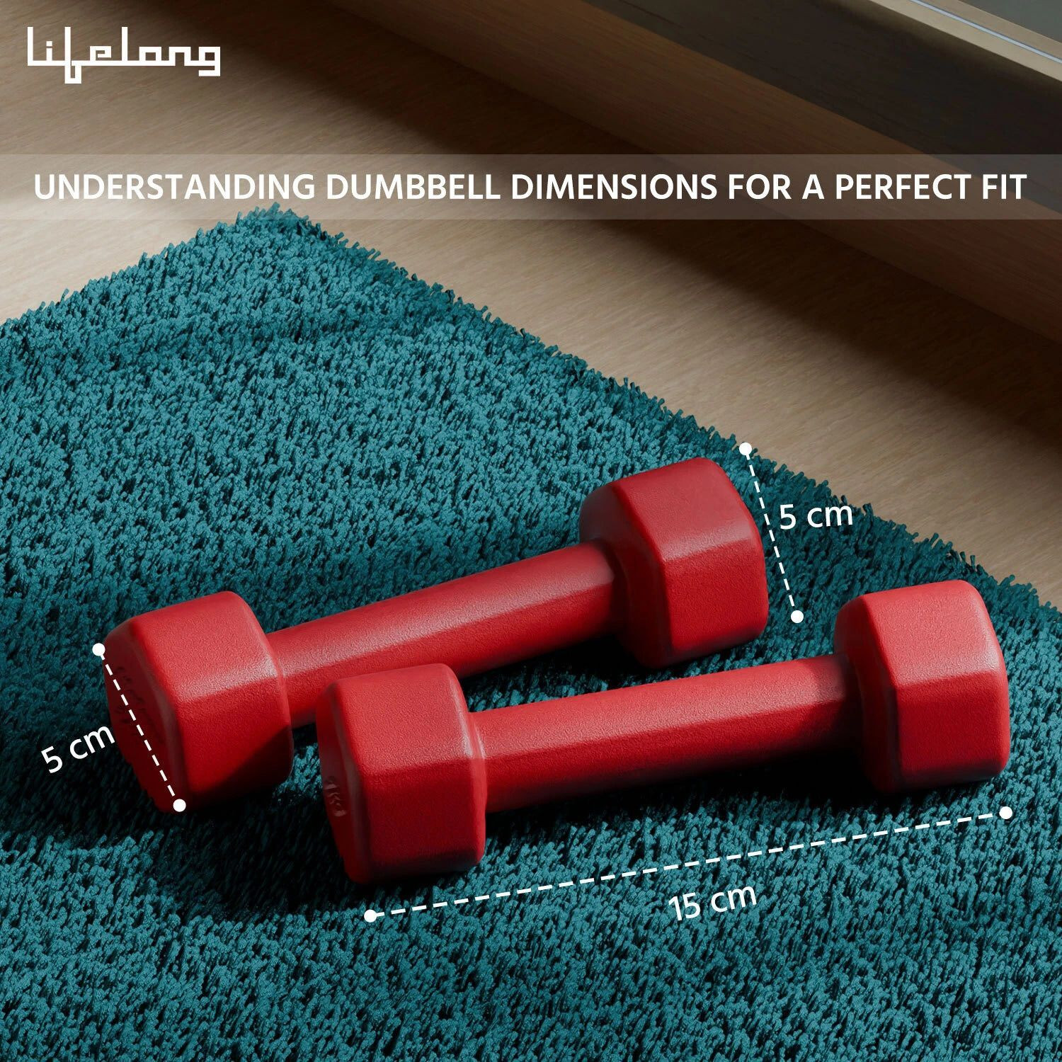 Image of Lifelong Dumbbells Set For Home Gym - Neoprene Fixed Dumbell Set - Dumbbells Pack of 2 Fixed Weight Dumbbell