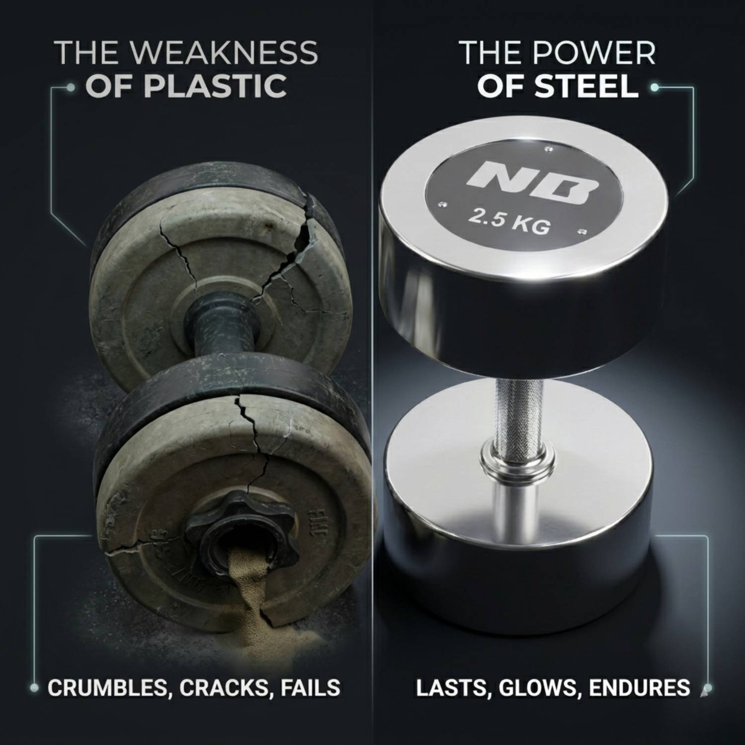National Bodyline NB-DB04 7.5KG Chrome Dumbbells - Image 4