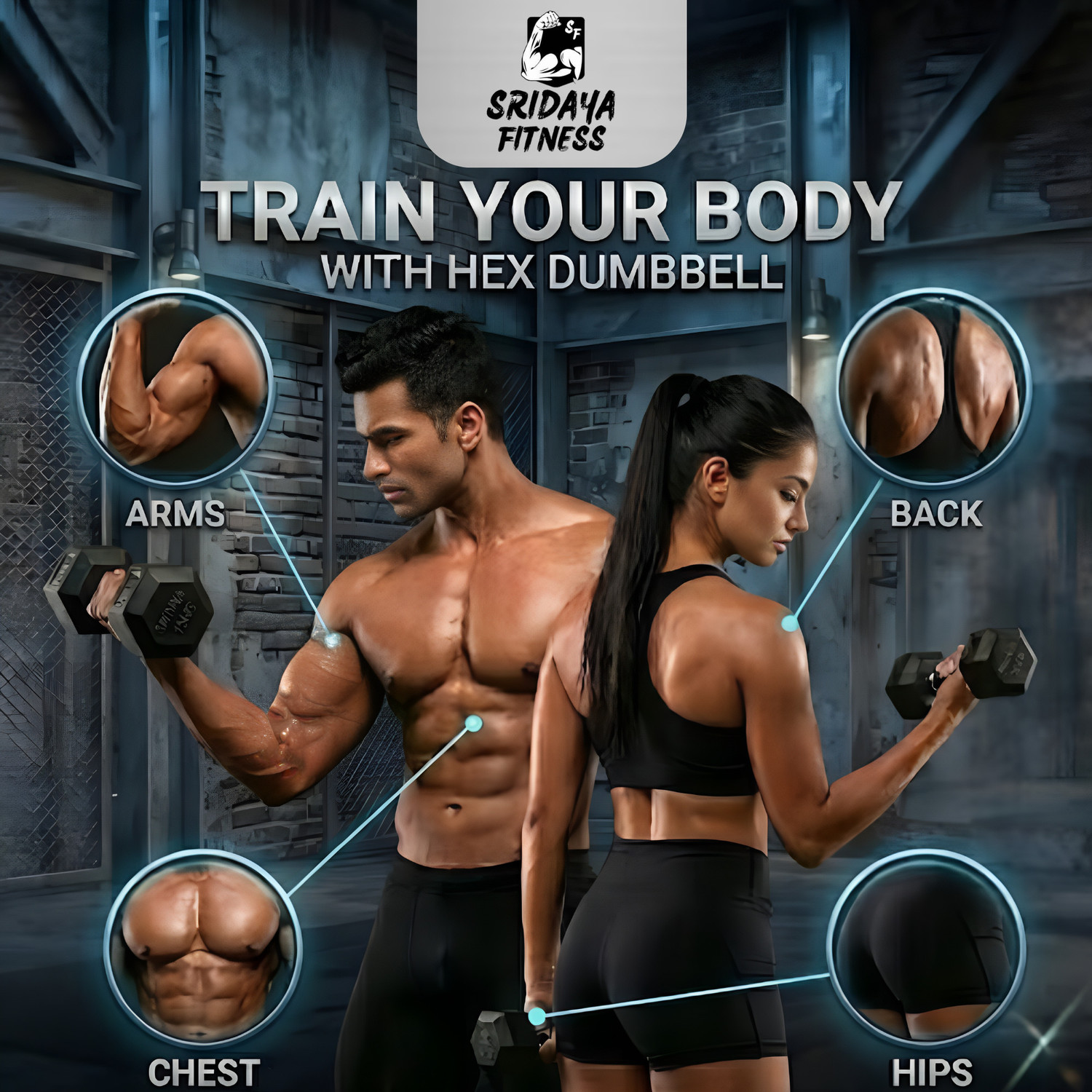 Image of SRIDAYA HEX DUMBBELL 10KG (2PCs X 10Kg) Fixed Weight Dumbbell