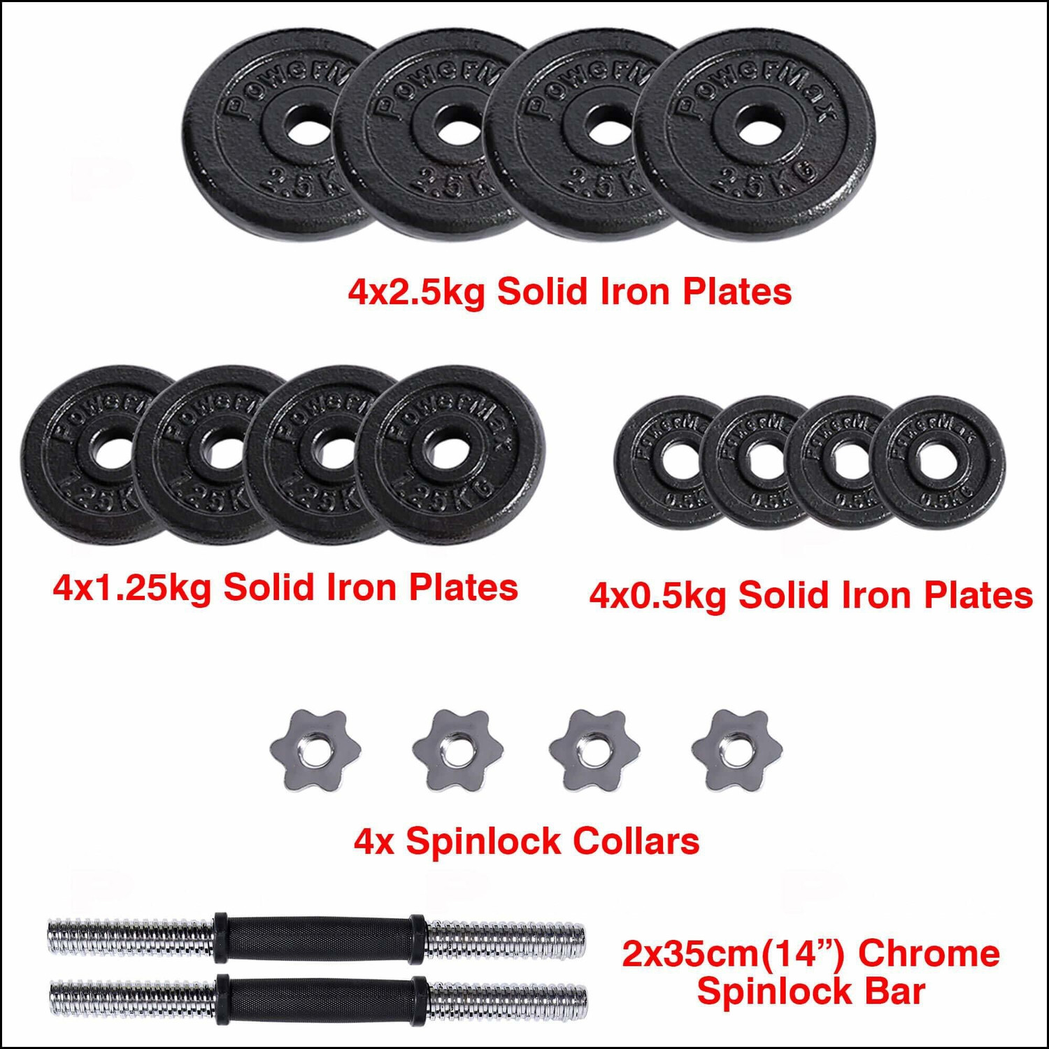 Image of Powermax Fitness PDS-20KG Dumbbell Set with Non-Slip Grip for Home Use Adjustable Dumbbell