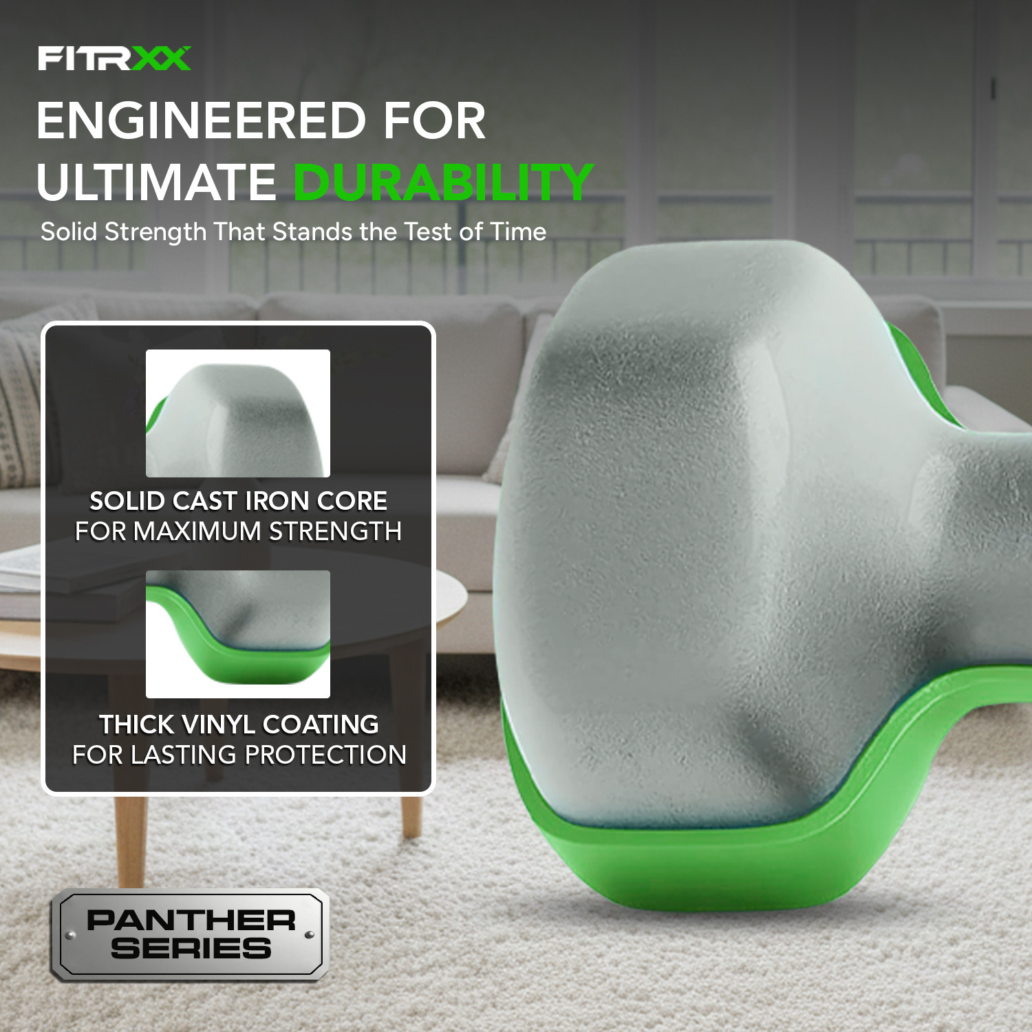 Image of FITRXX Vinyl Dumbbells 4 Kg | Men And Women | Non-Slippery Dumbbell (Set Of 2), Green Fixed Weight Dumbbell