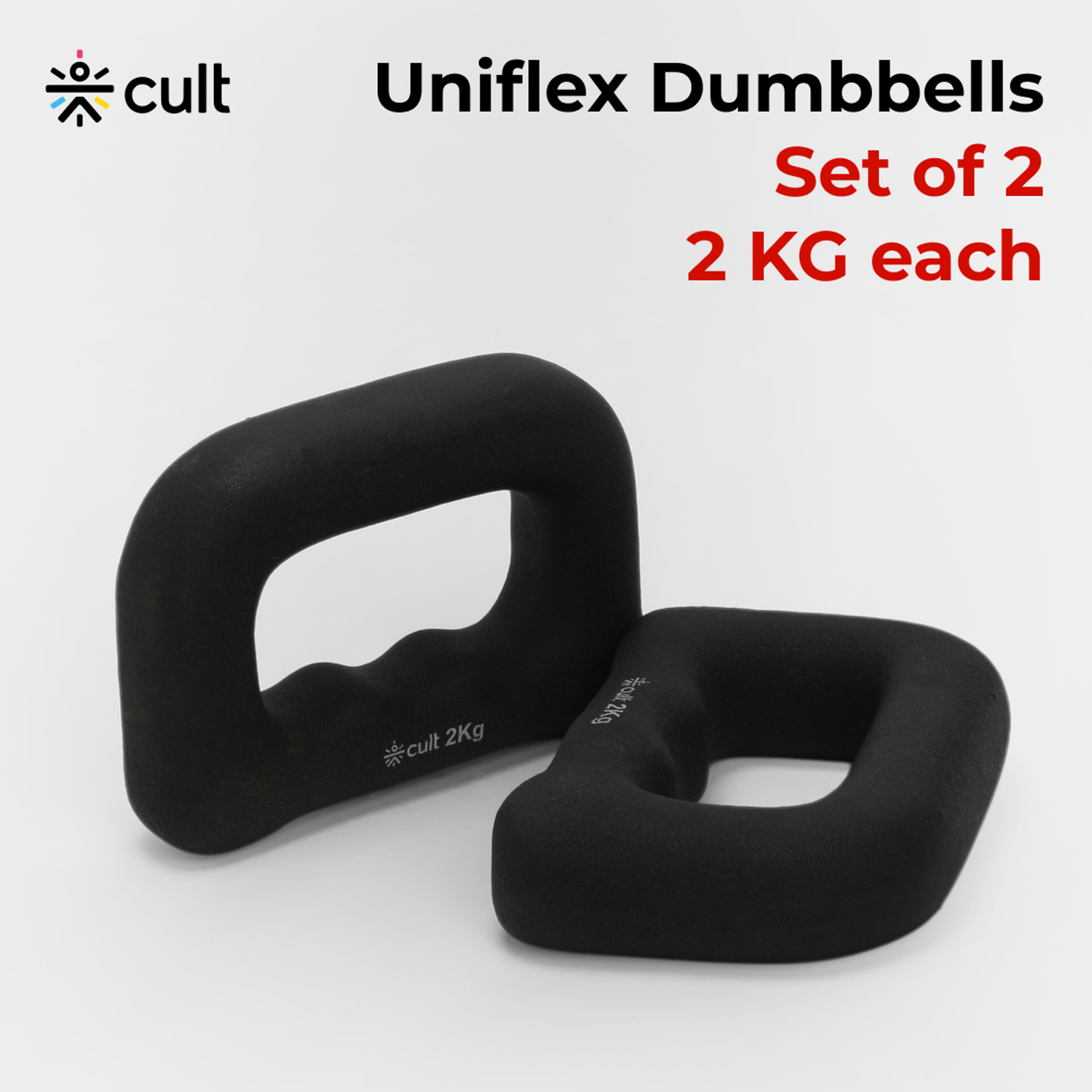 Image of Cult UniFlex 2 kg (Set of 2) Neoprene Hand Dumbbells for Aerobics & Home Workout | Fixed Weight Dumbbell
